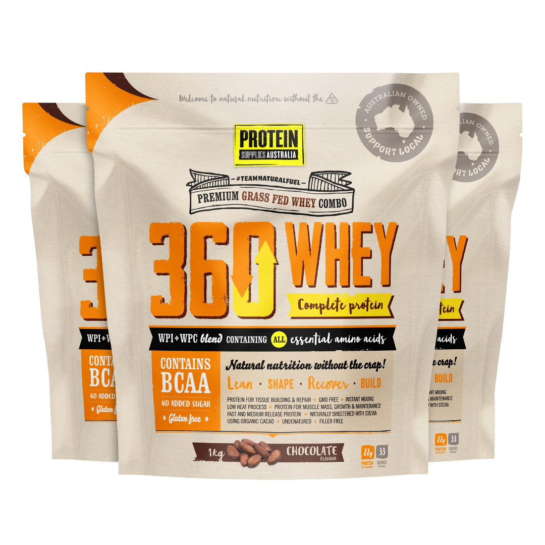 360 WHEY (WPC + WPI) - CHOCOLATE Sports & Energy Drinks Protein Supplies Australia 3 x 1KG Multi-Buy Deal (20% off)