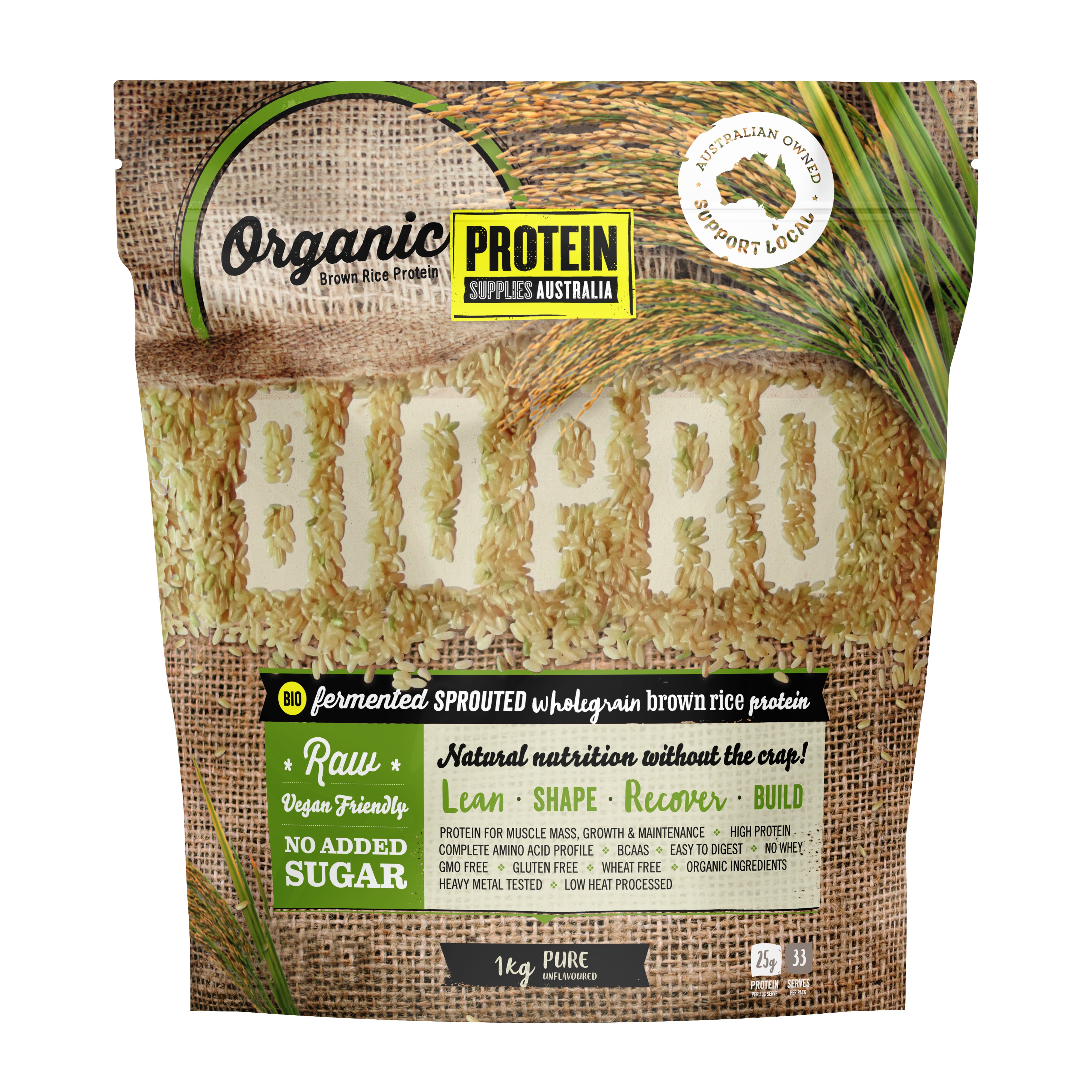 BROWN RICE PROTEIN - UNFLAVOURED Protein Protein Supplies Australia 1KG
