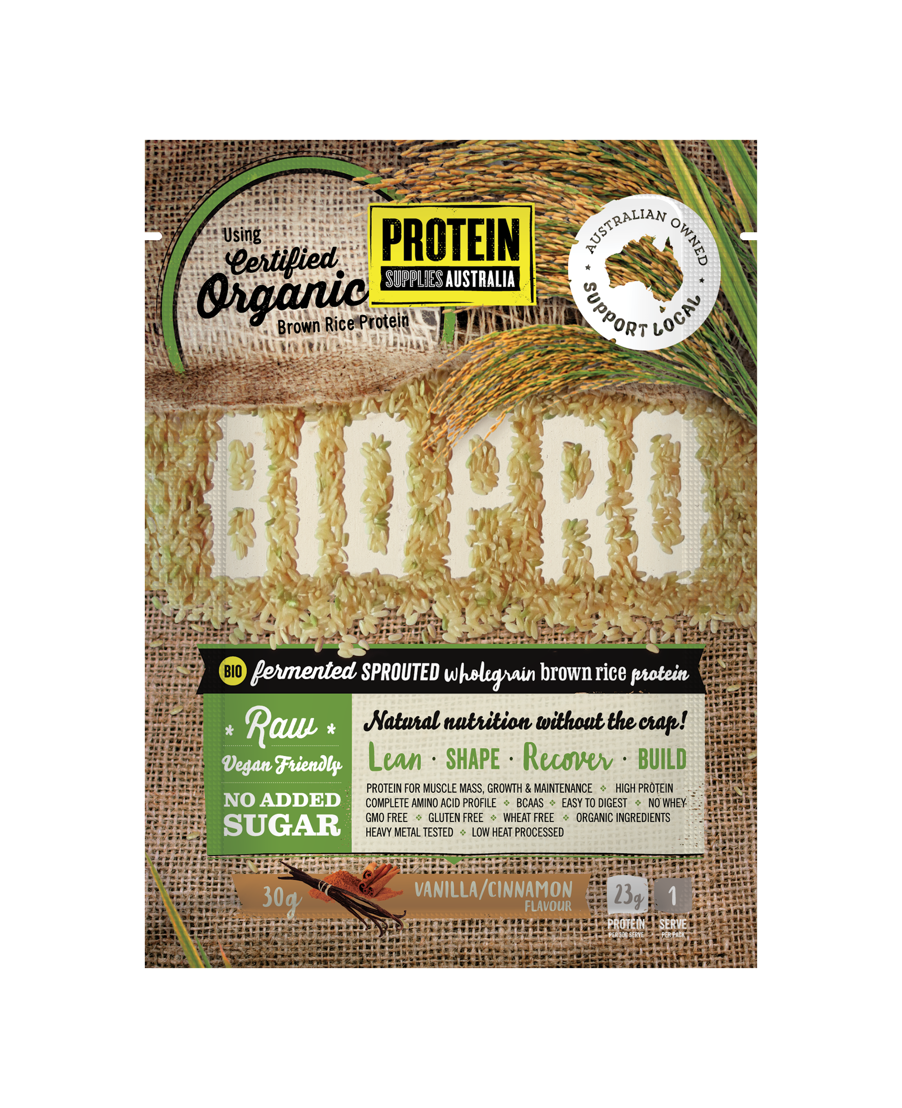 SAMPLE BROWN RICE PROTEIN - VANILLA CINNAMON Protein Protein Supplies Australia 30G Single Serve