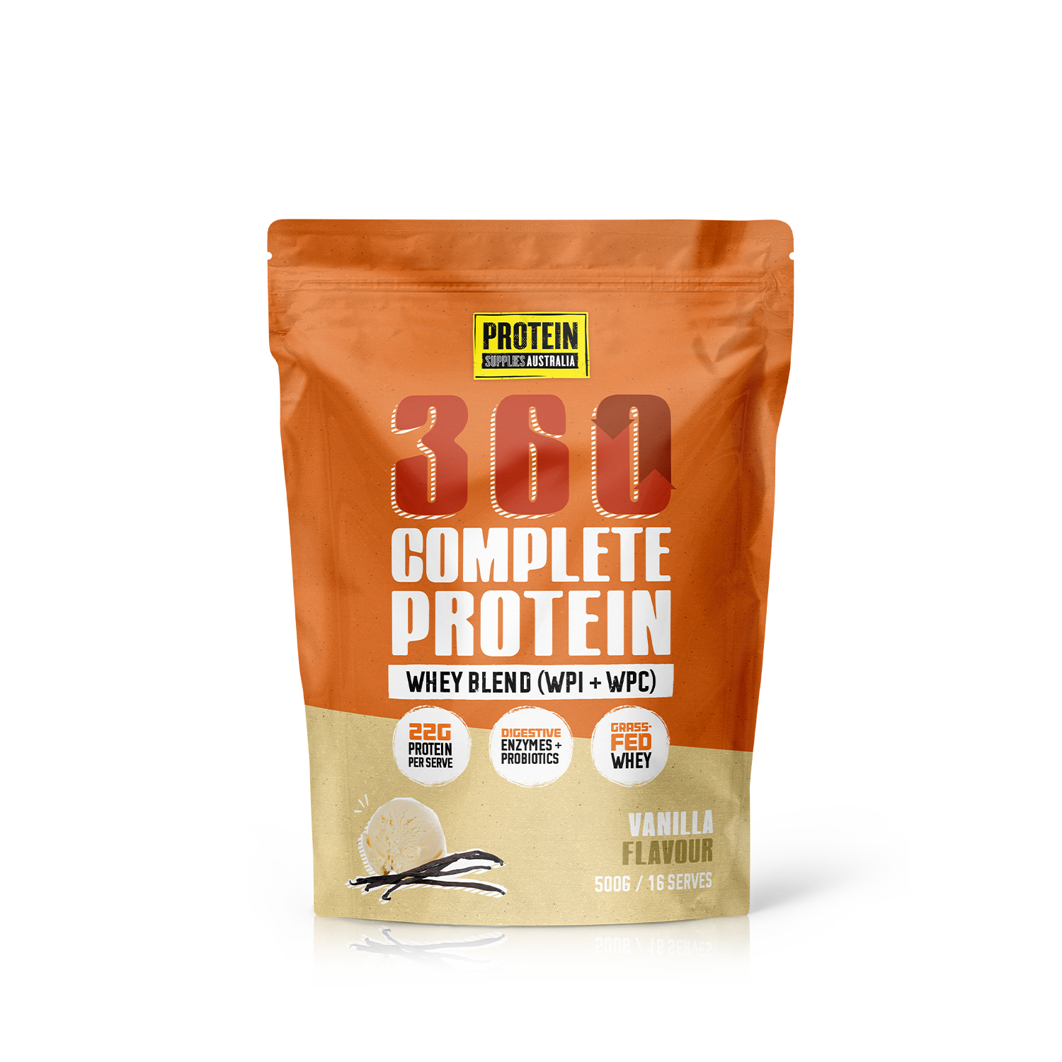 360 WHEY (WPC + WPI) - VANILLA Sports & Energy Drinks Protein Supplies Australia 500G