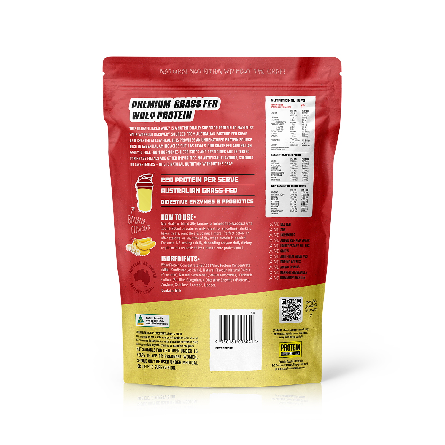 AUSTRALIAN WHEY PROTEIN - BANANA Protein Supplies Australia