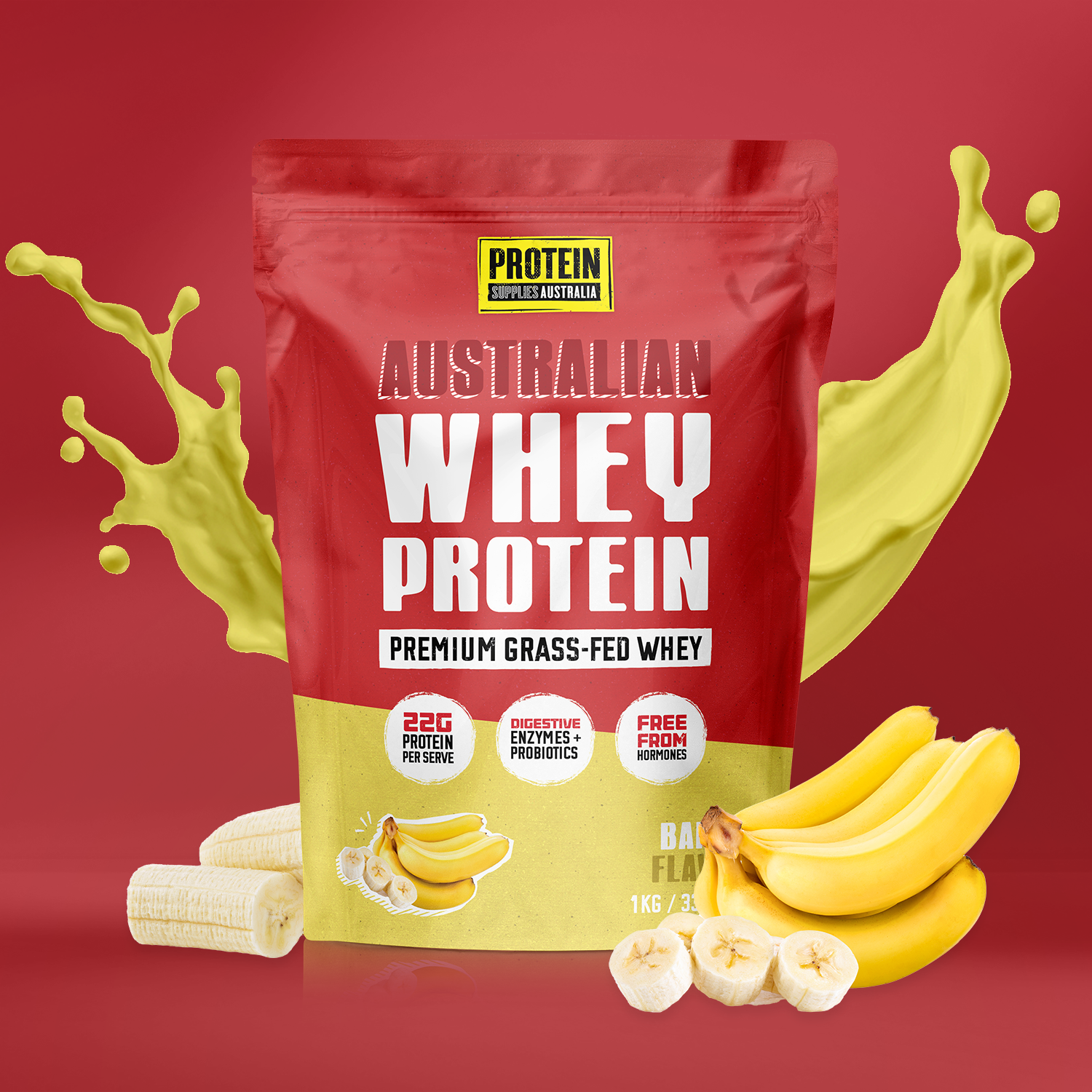 AUSTRALIAN WHEY PROTEIN - BANANA Protein Supplies Australia