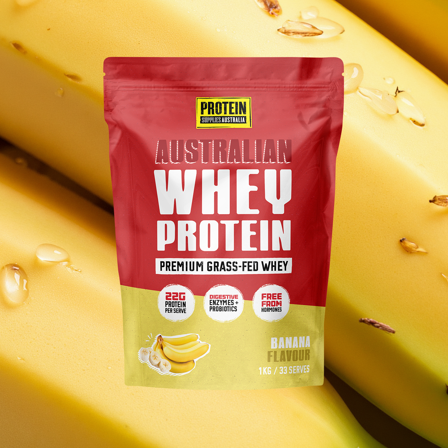 AUSTRALIAN WHEY PROTEIN - BANANA Protein Supplies Australia