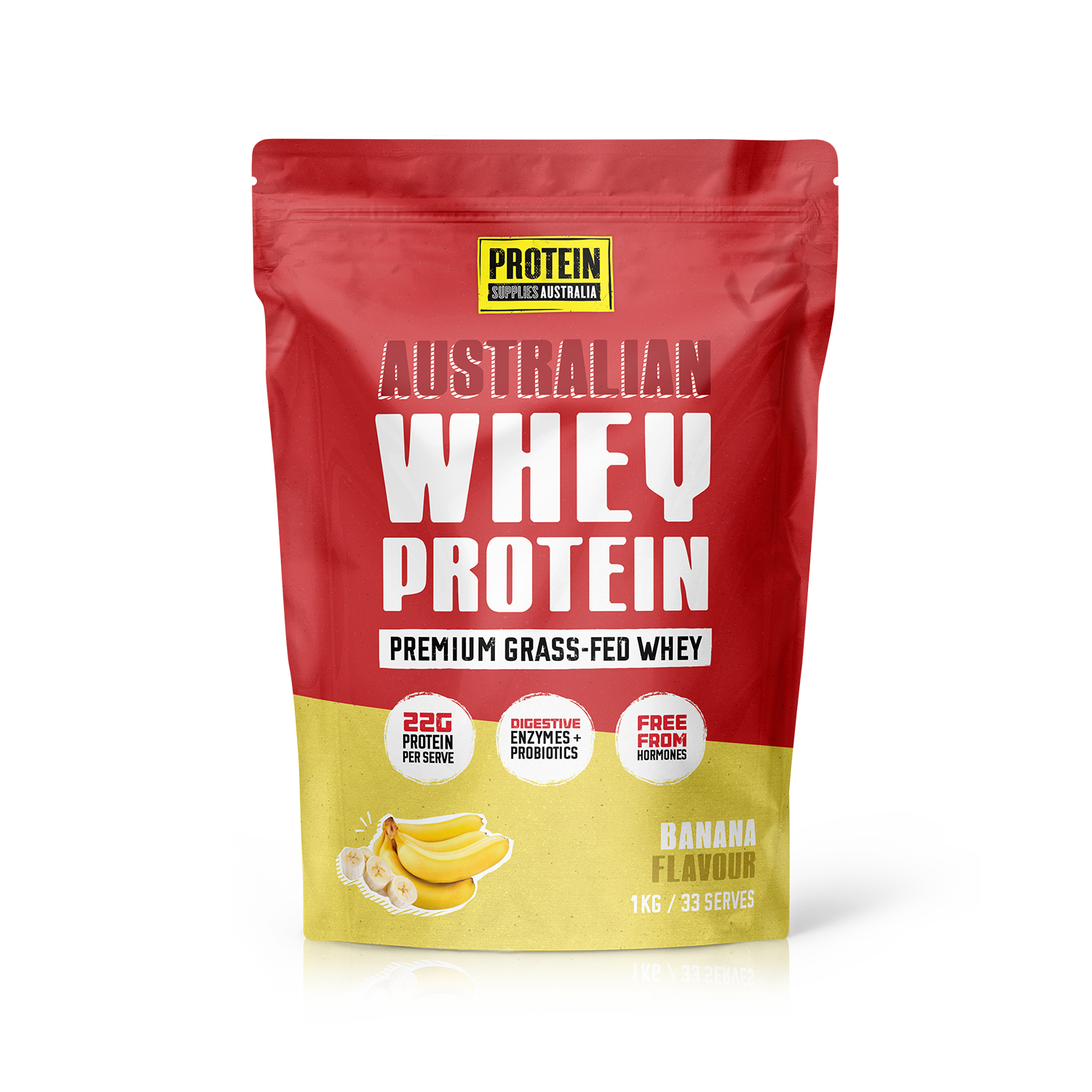 AUSTRALIAN WHEY PROTEIN - BANANA Protein Supplies Australia 1kg