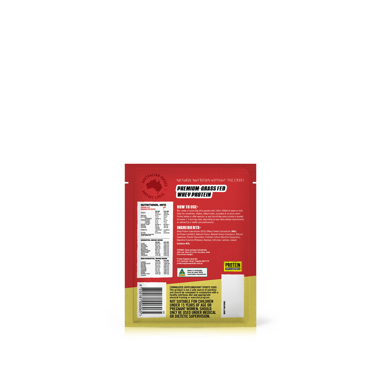 SAMPLE AUSTRALIAN WHEY PROTEIN - BANANA Protein Supplies Australia