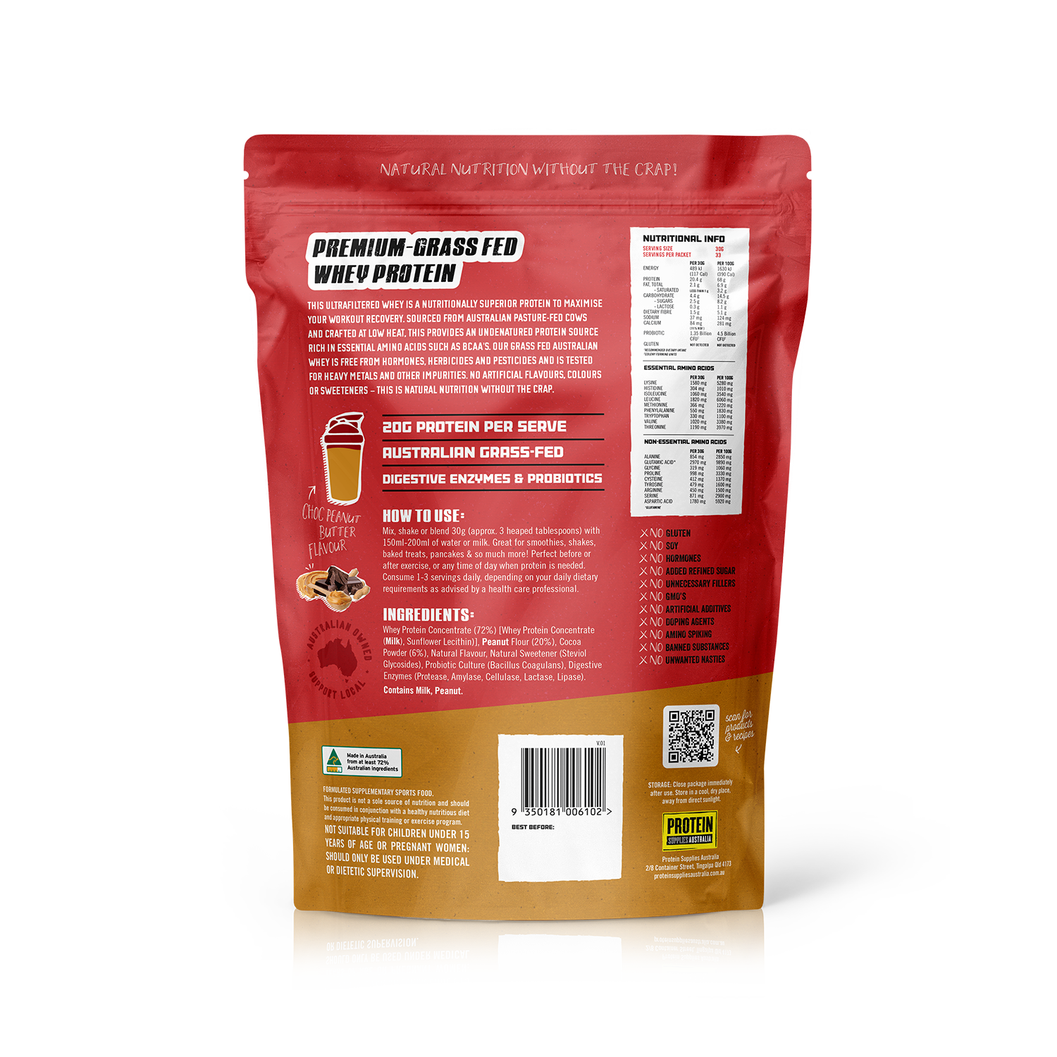 AUSTRALIAN WHEY PROTEIN - CHOC PEANUT Protein Supplies Australia
