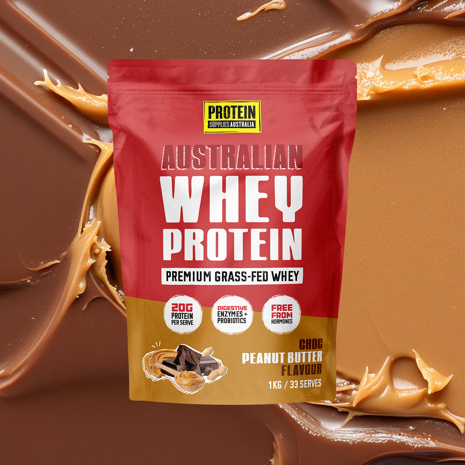 AUSTRALIAN WHEY PROTEIN - CHOC PEANUT Protein Supplies Australia