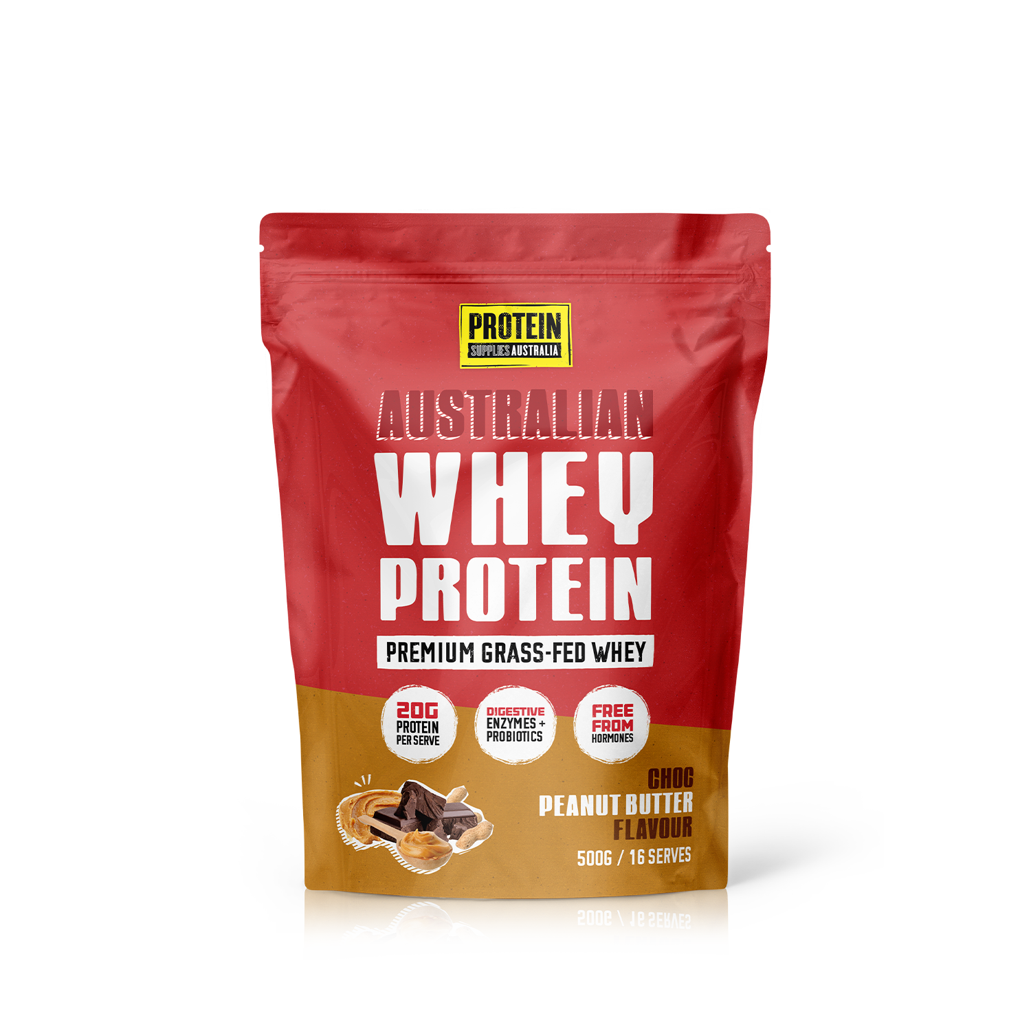 AUSTRALIAN WHEY PROTEIN - CHOC PEANUT Protein Supplies Australia 500g