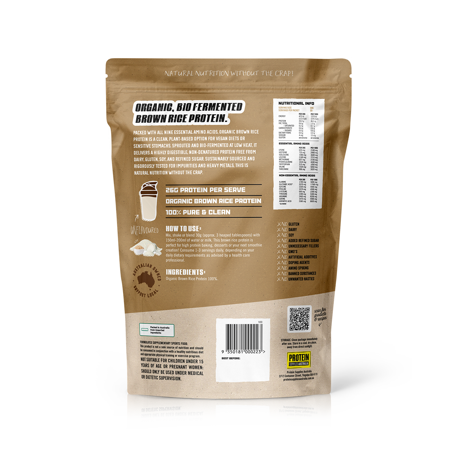 BROWN RICE PROTEIN - UNFLAVOURED