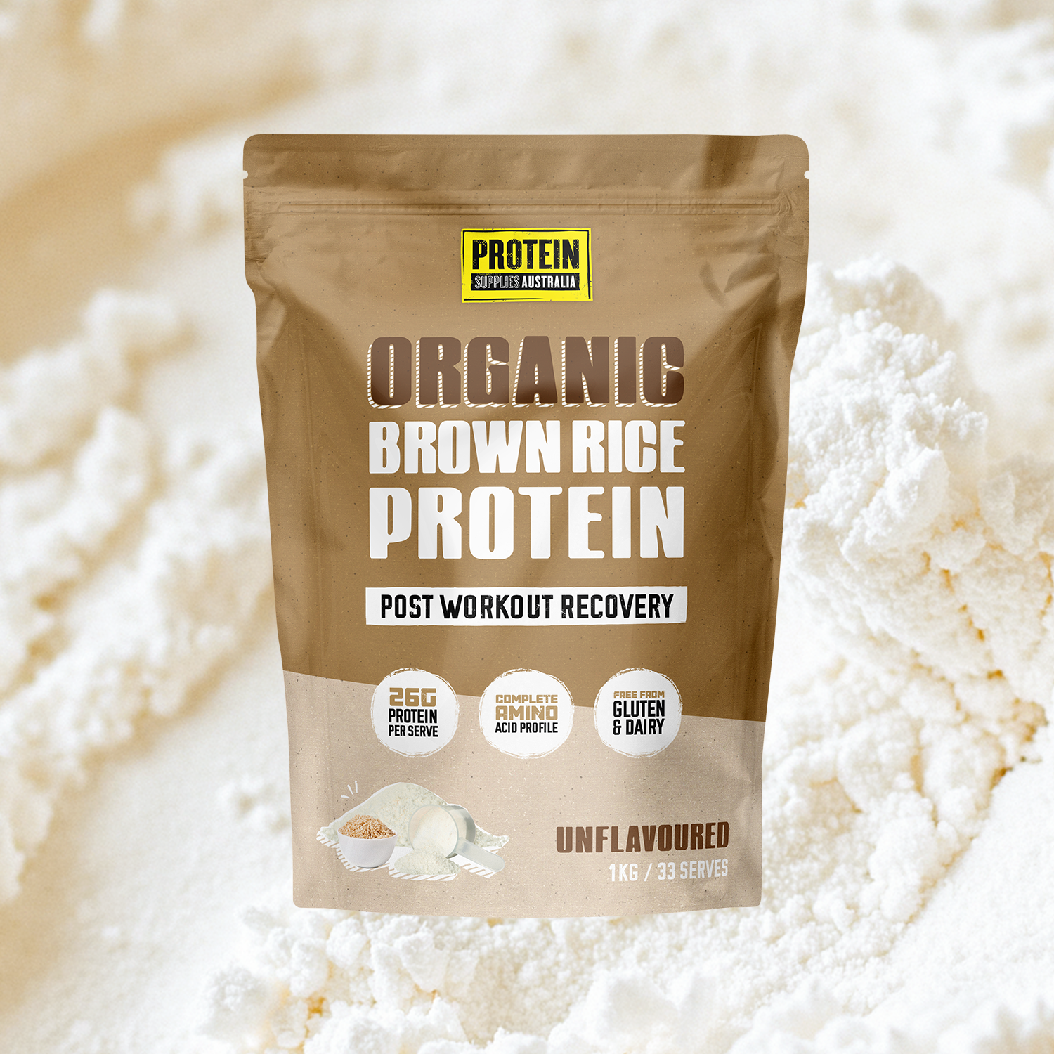 BROWN RICE PROTEIN - UNFLAVOURED Protein Protein Supplies Australia