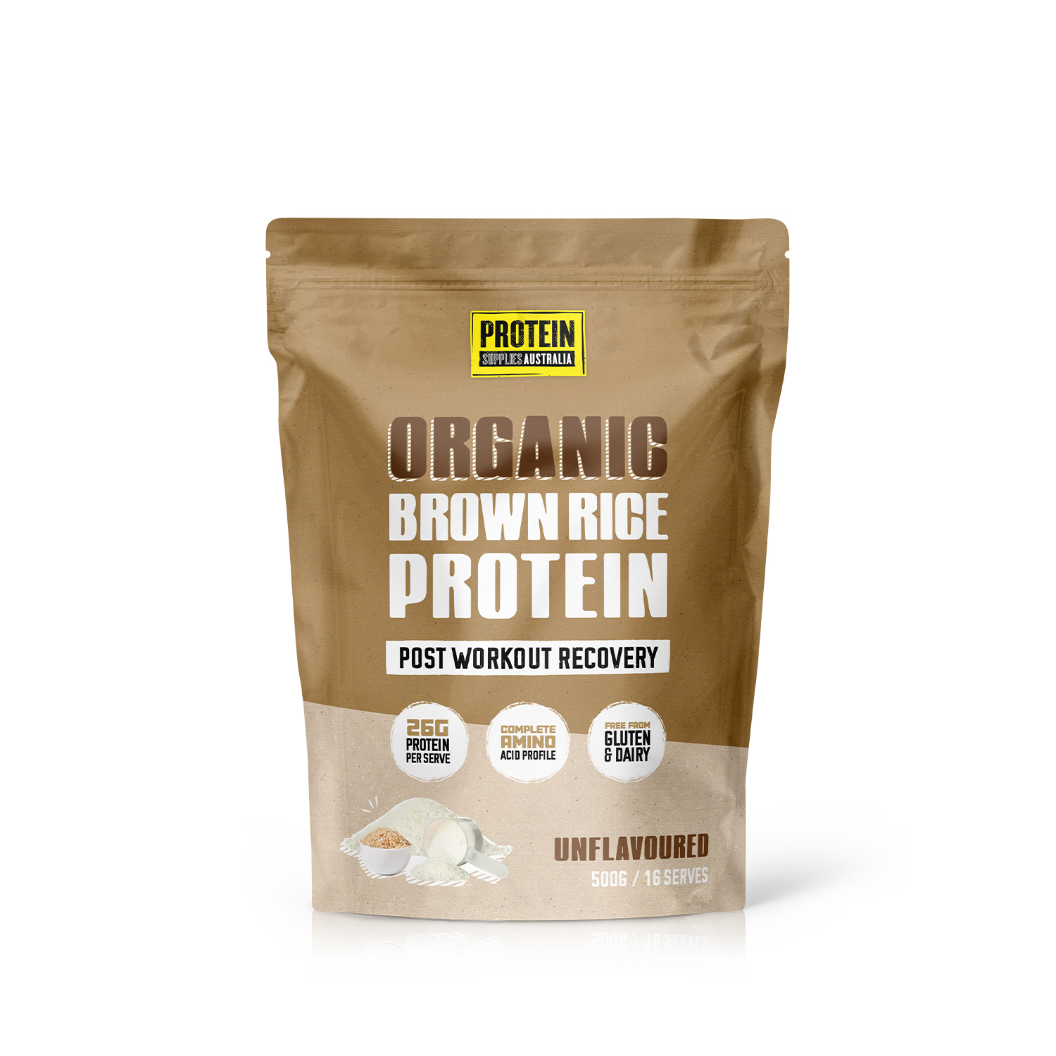 BROWN RICE PROTEIN - UNFLAVOURED Protein Protein Supplies Australia 500G