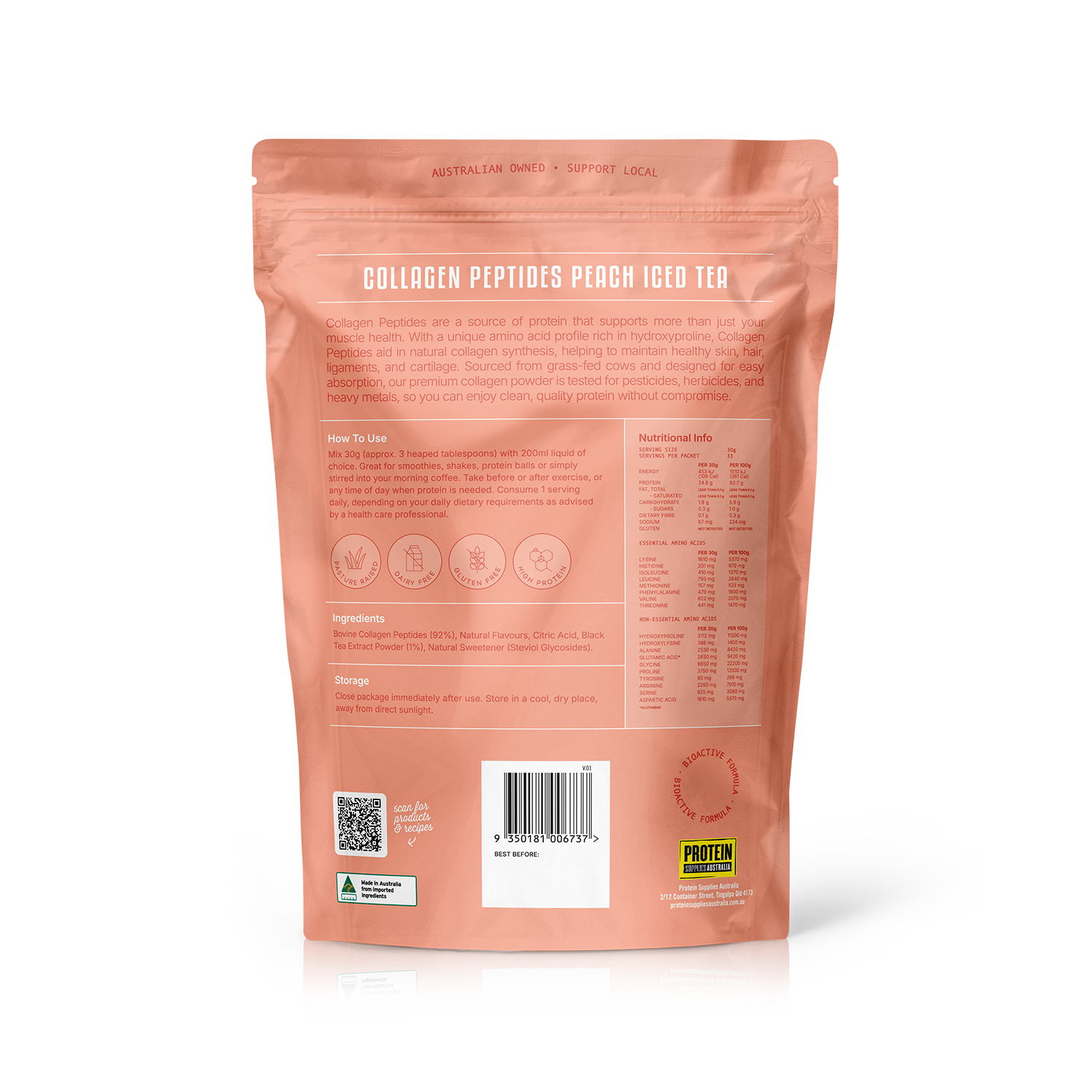 COLLAGEN PEPTIDES - PEACH ICED TEA collagen Protein Supplies Australia