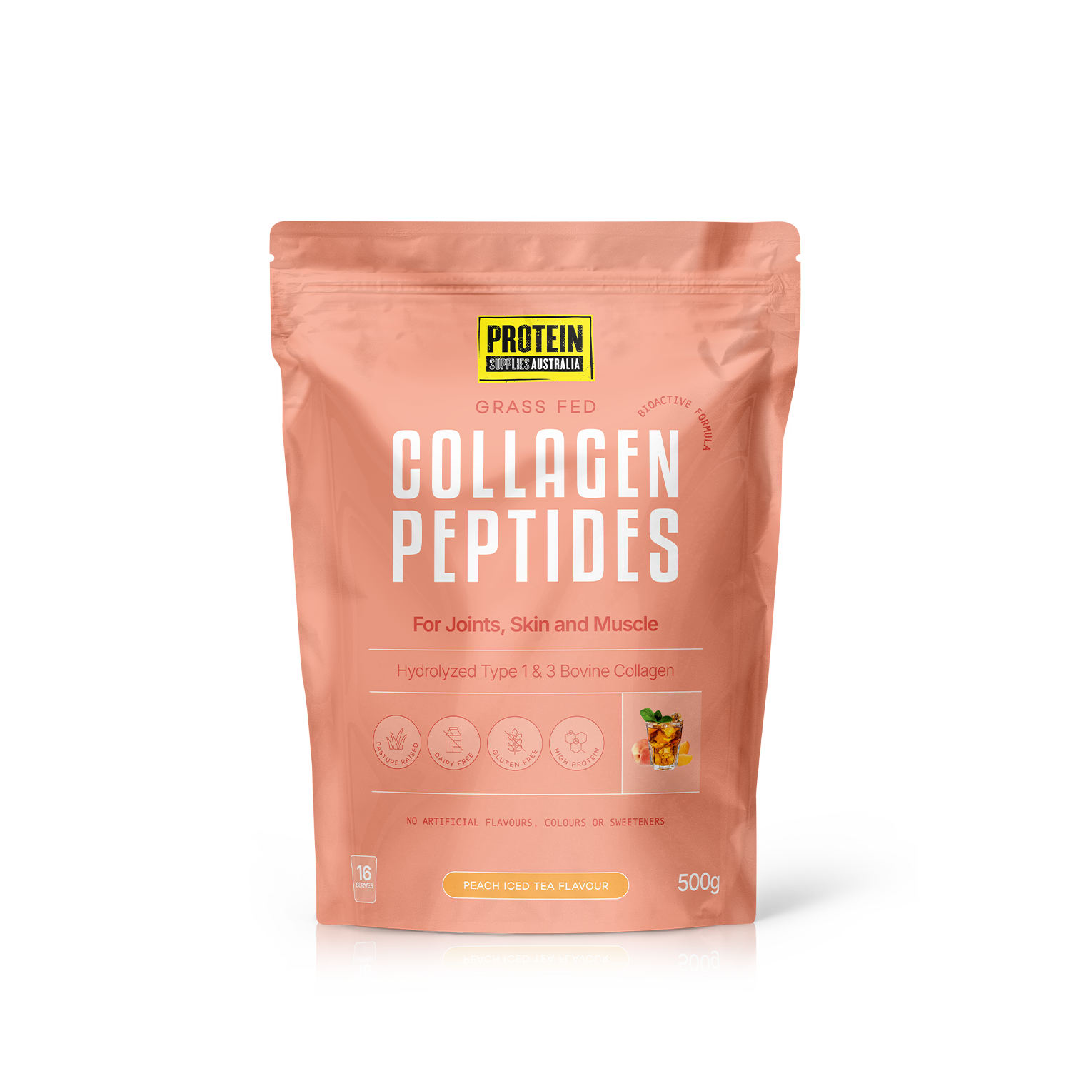 COLLAGEN PEPTIDES - PEACH ICED TEA collagen Protein Supplies Australia 500G