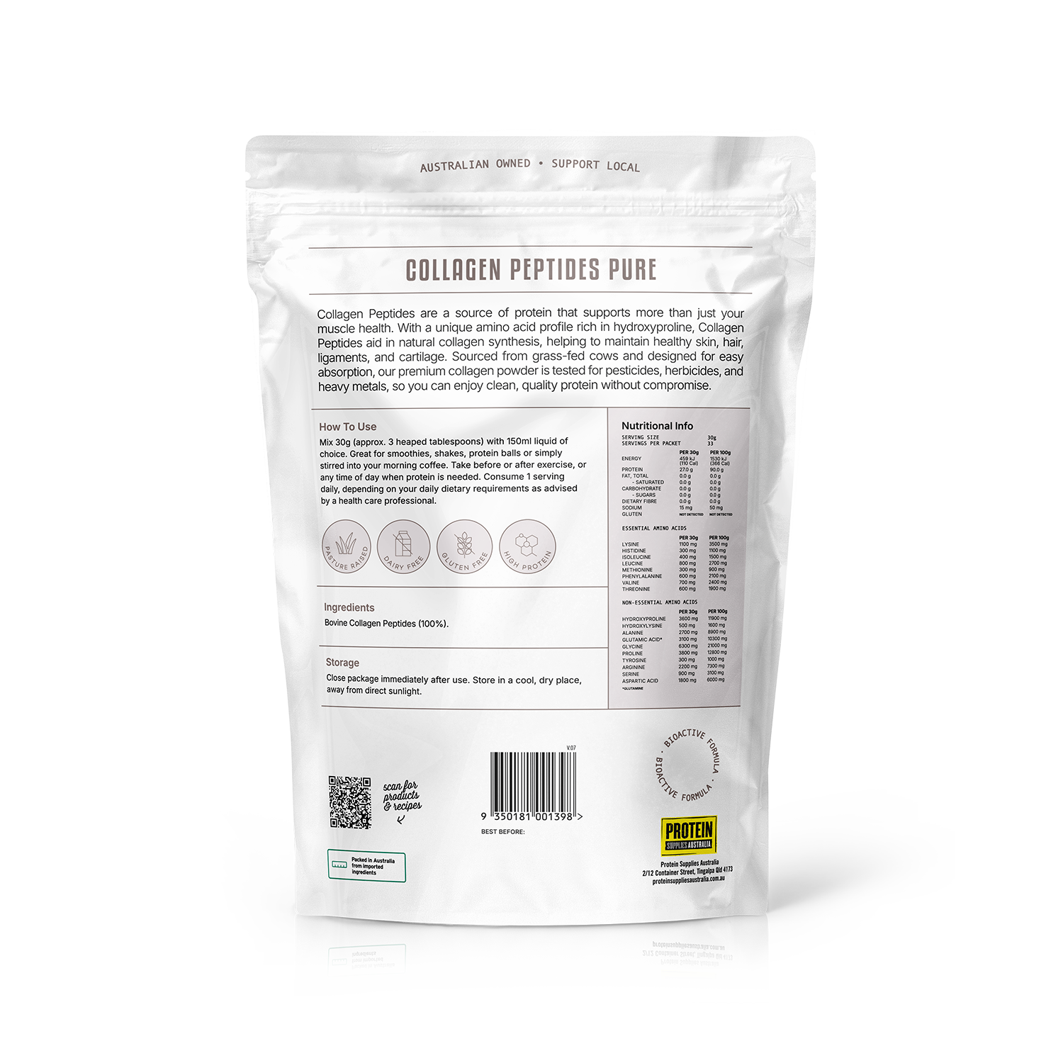 COLLAGEN PEPTIDES - UNFLAVOURED Sports & Energy Drinks Protein Supplies Australia