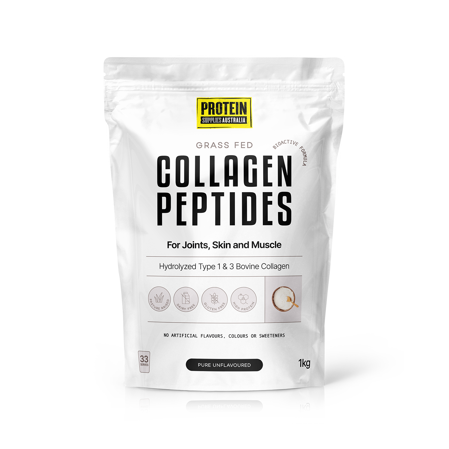 COLLAGEN PEPTIDES - UNFLAVOURED Sports & Energy Drinks Protein Supplies Australia 1KG
