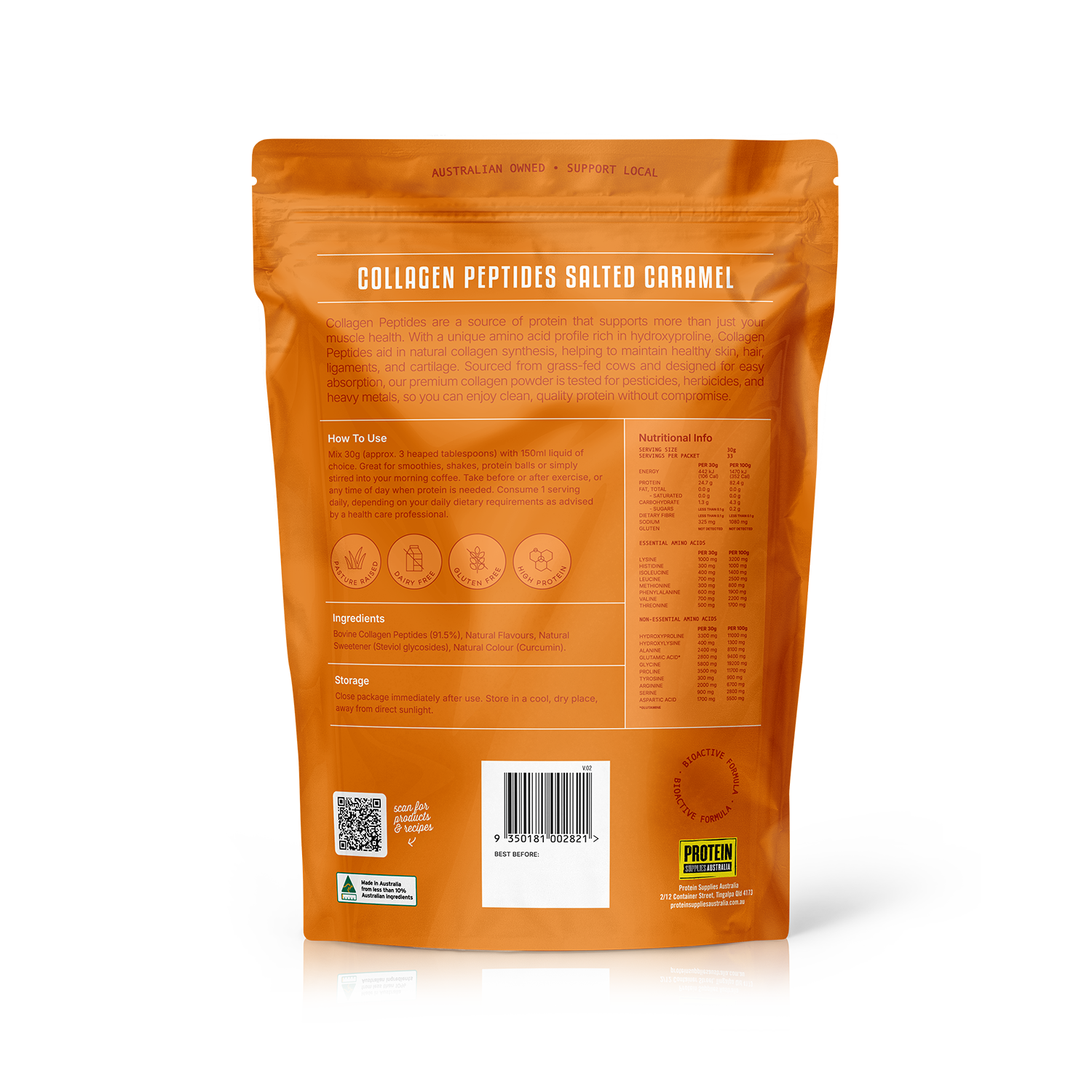 COLLAGEN PEPTIDES - SALTED CARAMEL Sports & Energy Drinks Protein Supplies Australia