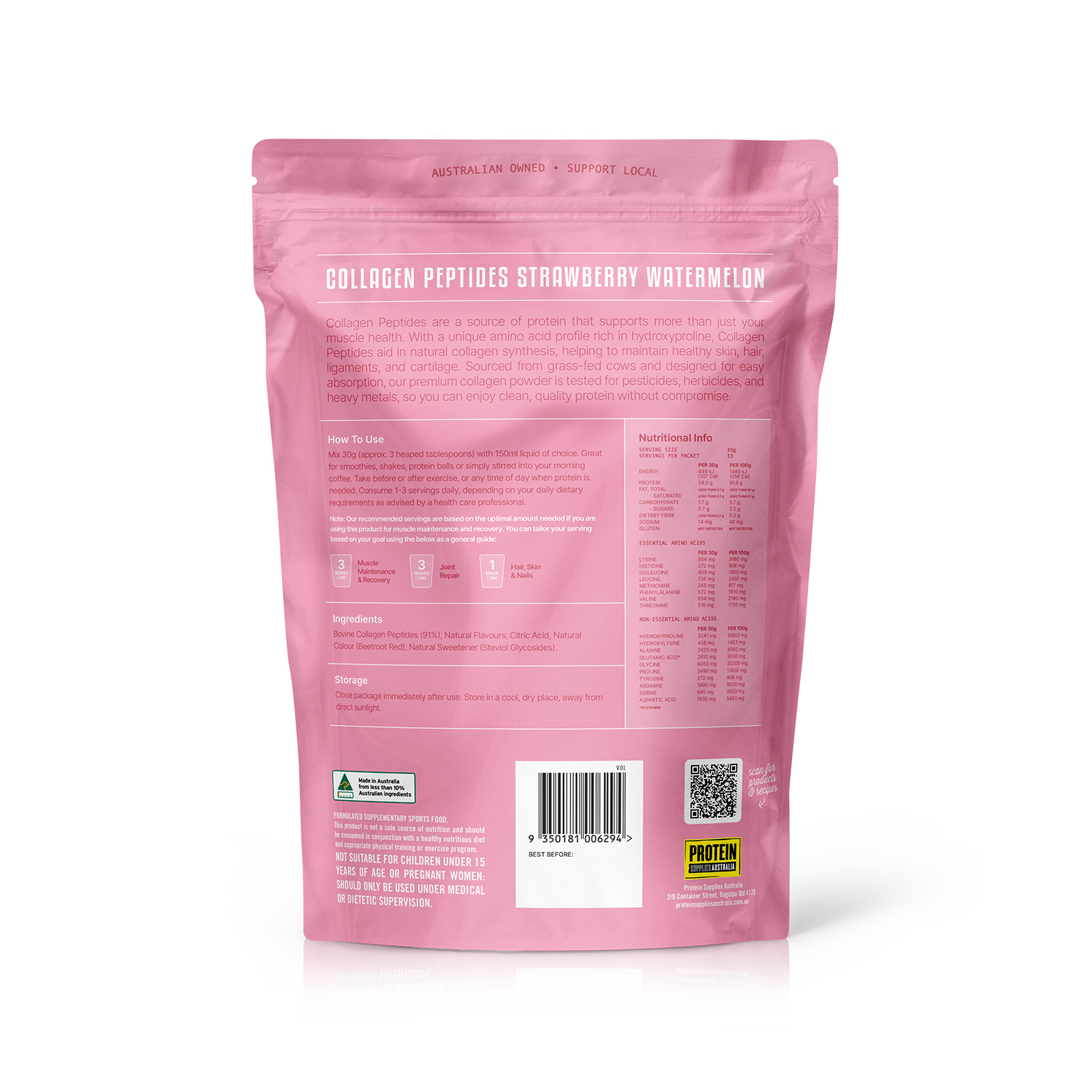 COLLAGEN PEPTIDES - STRAWBERRY WATERMELON Protein Protein Supplies Australia