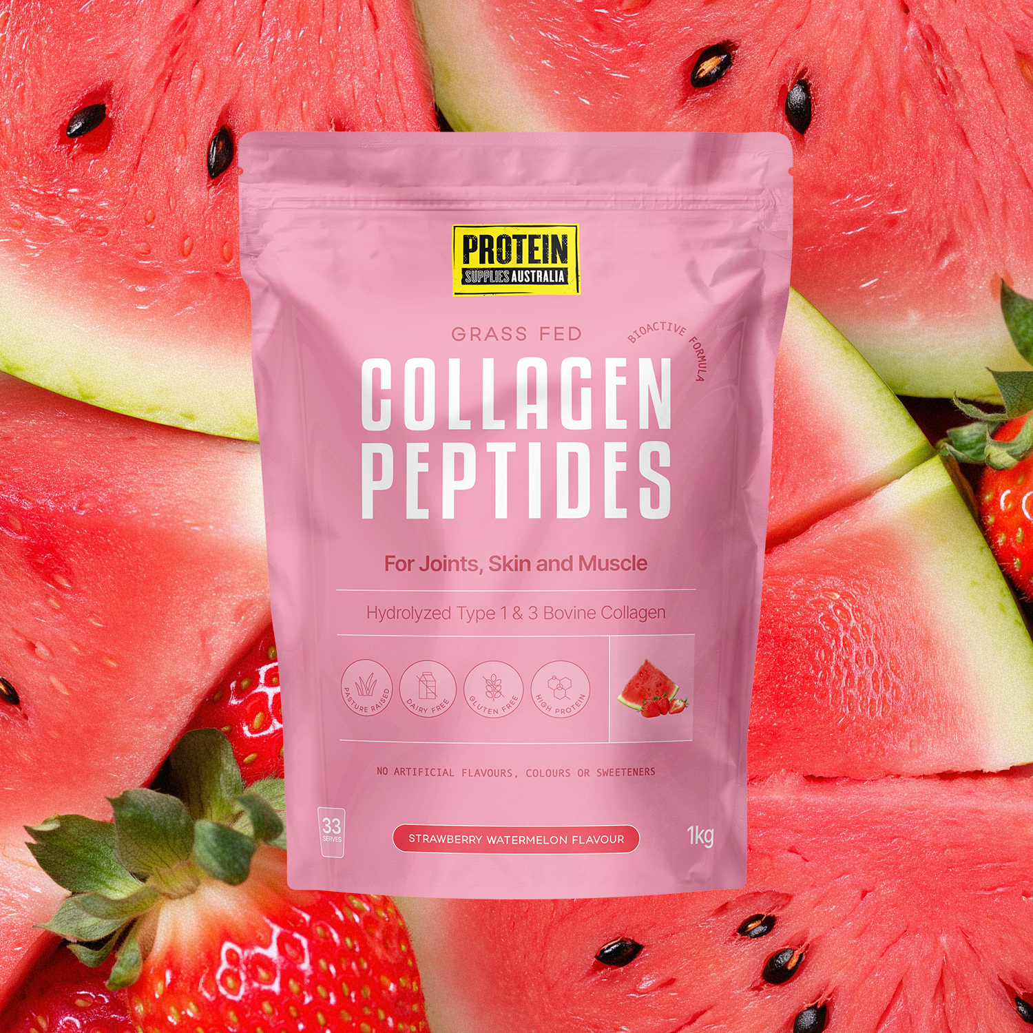 COLLAGEN PEPTIDES - STRAWBERRY WATERMELON Protein Protein Supplies Australia