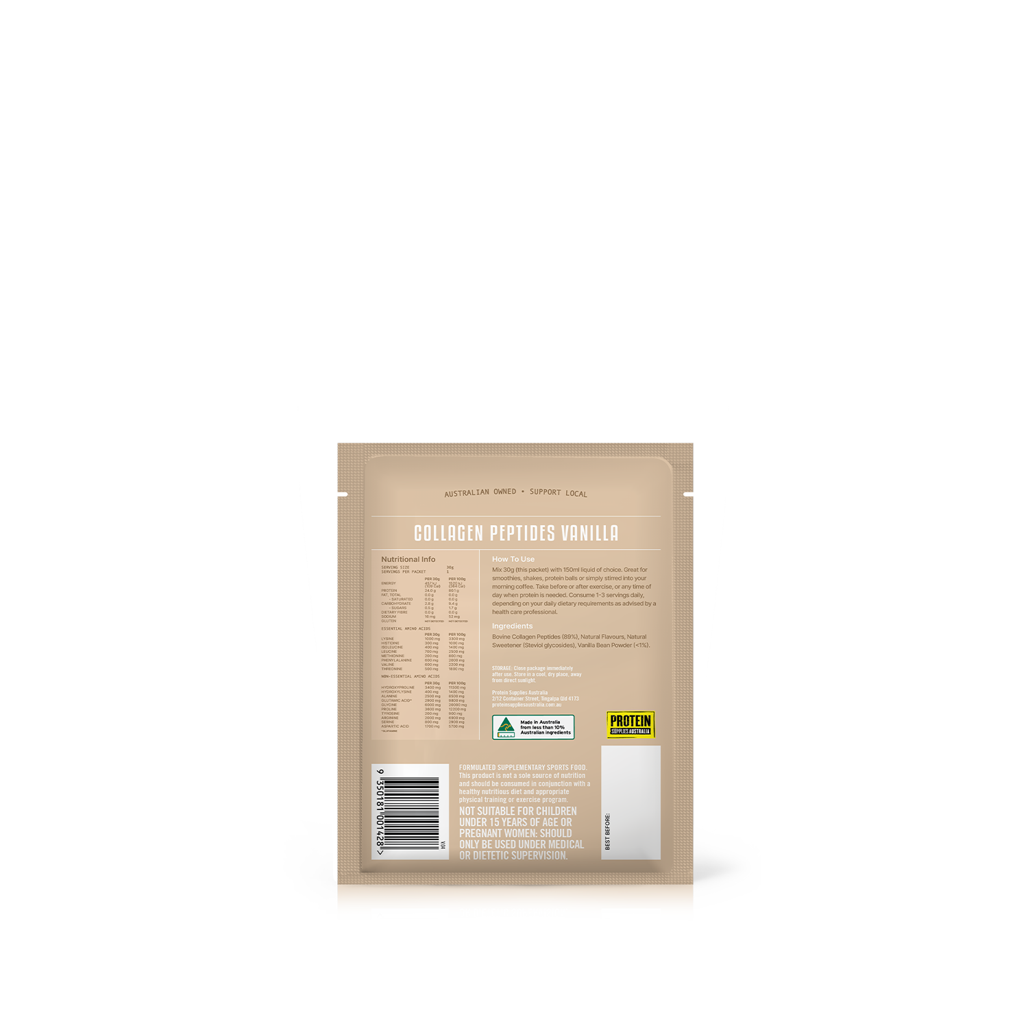 SAMPLE COLLAGEN PEPTIDES - VANILLA Sports & Energy Drinks Protein Supplies Australia