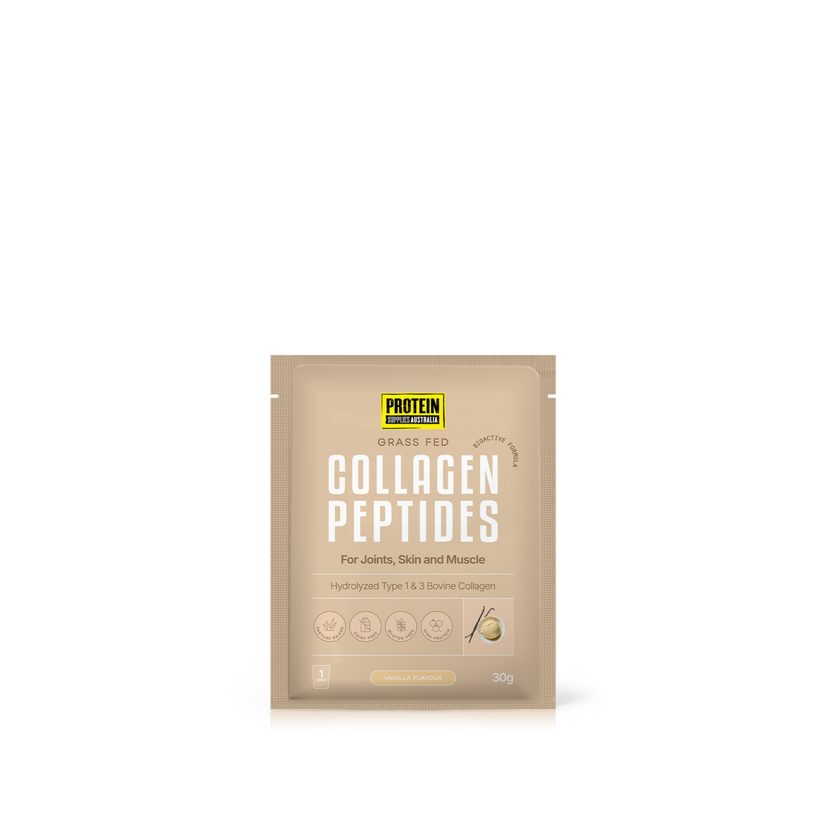 SAMPLE COLLAGEN PEPTIDES - VANILLA Sports & Energy Drinks Protein Supplies Australia 30G Single Serve