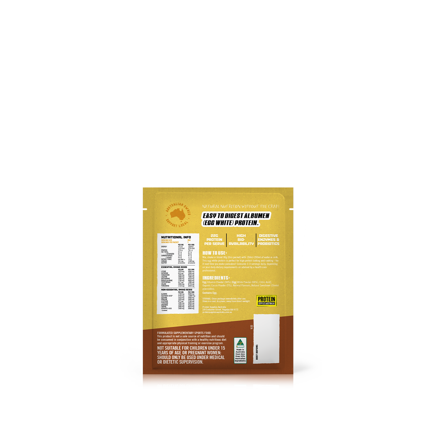 SAMPLE EGG WHITE PROTEIN - CHOCOLATE Sports & Energy Drinks Protein Supplies Australia