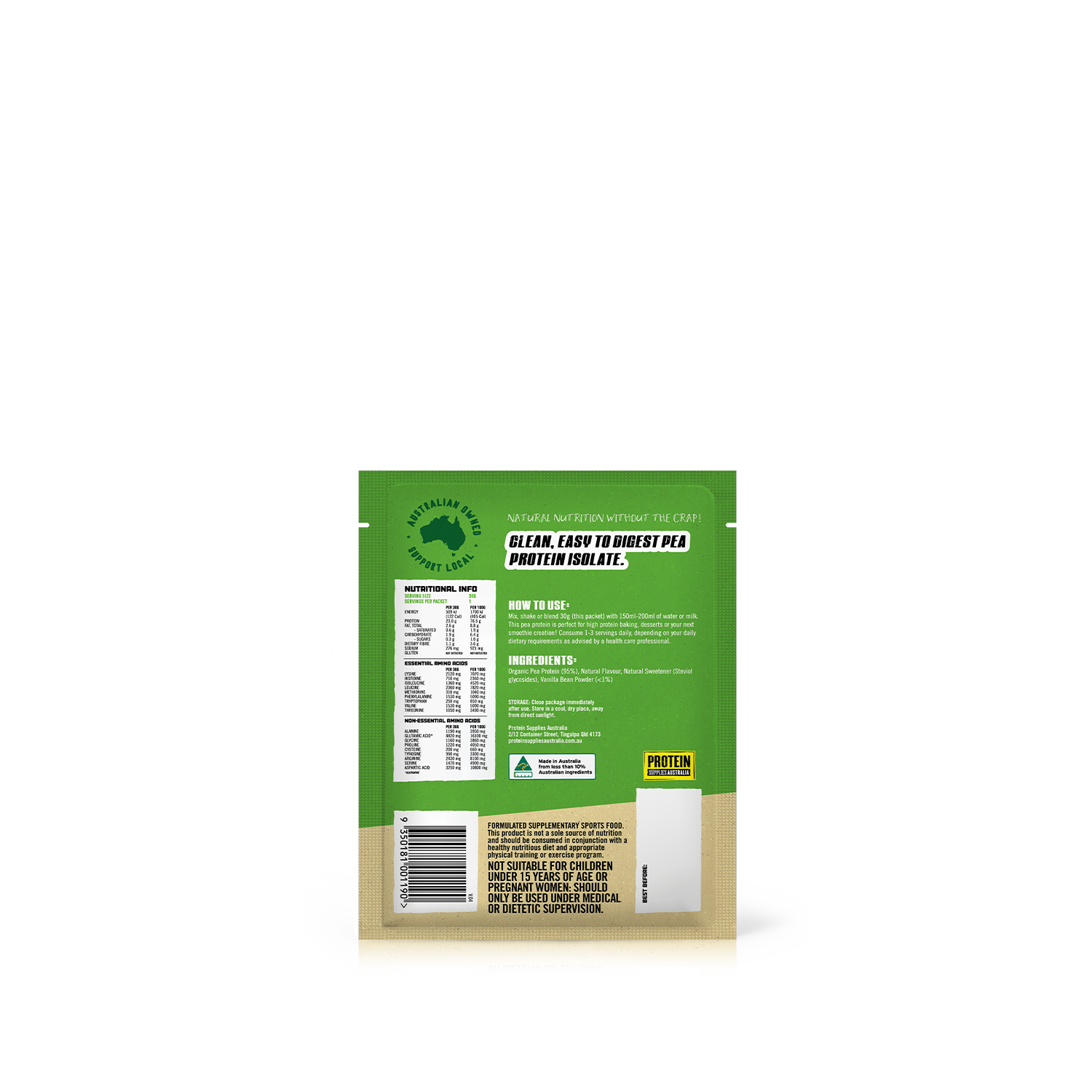 SAMPLE ORGANIC PEA PROTEIN ISOLATE - VANILLA