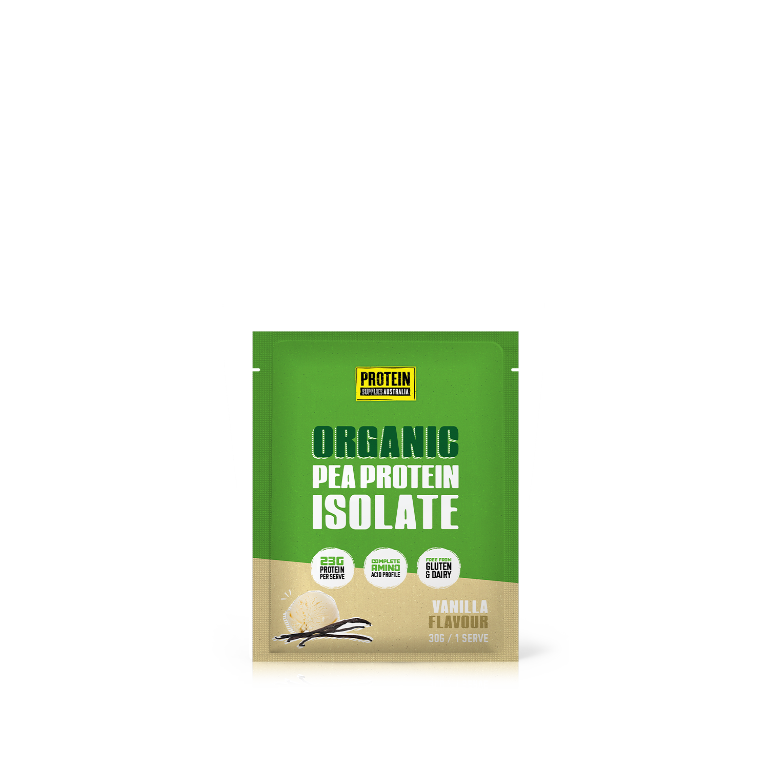 SAMPLE ORGANIC PEA PROTEIN ISOLATE - VANILLA Protein Protein Supplies Australia 30G Single Serve