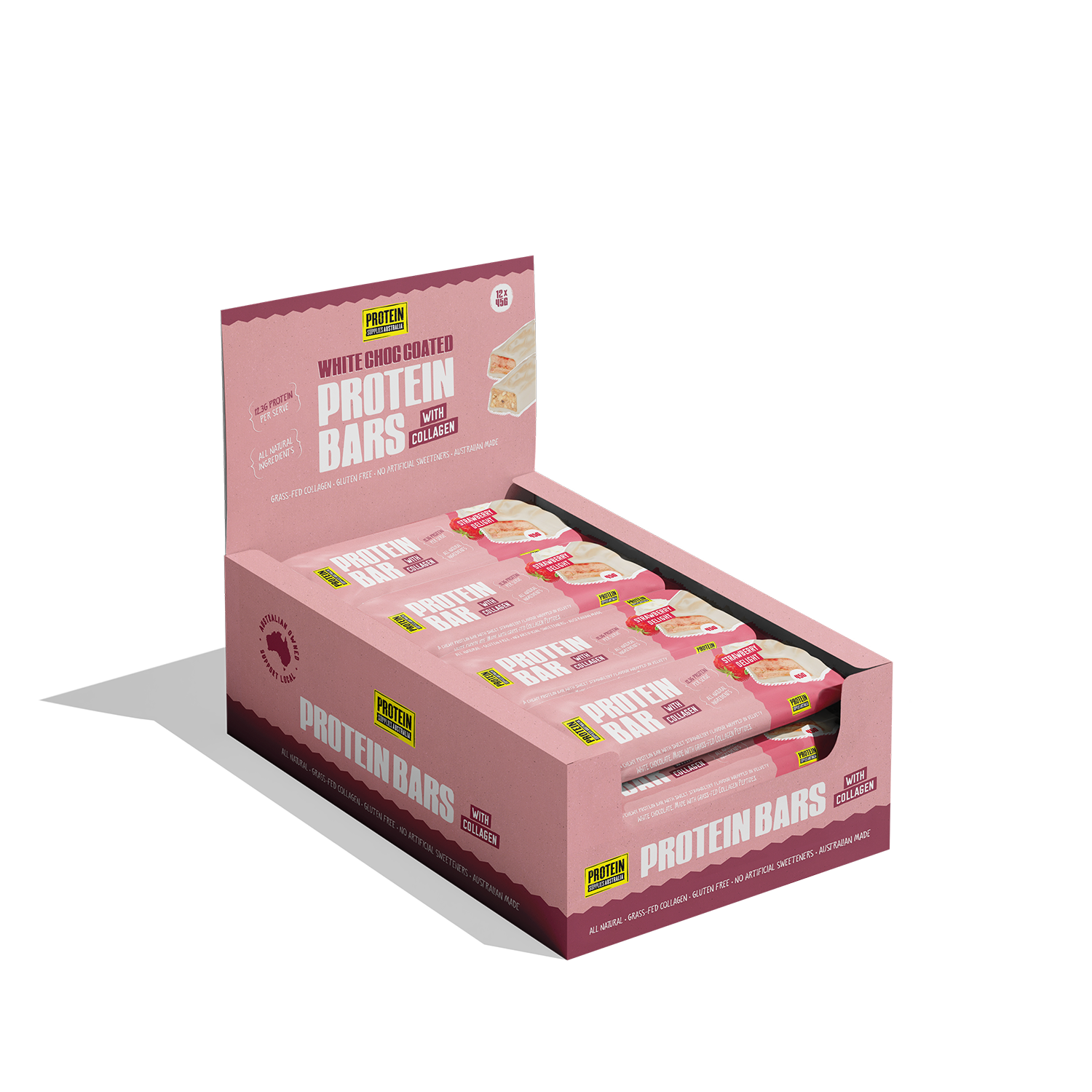 PROTEIN BAR - WHITE CHOC STRAWBERRY DELIGHT Protein Bar Protein Supplies Australia 12 Pack Multi Buy Deal