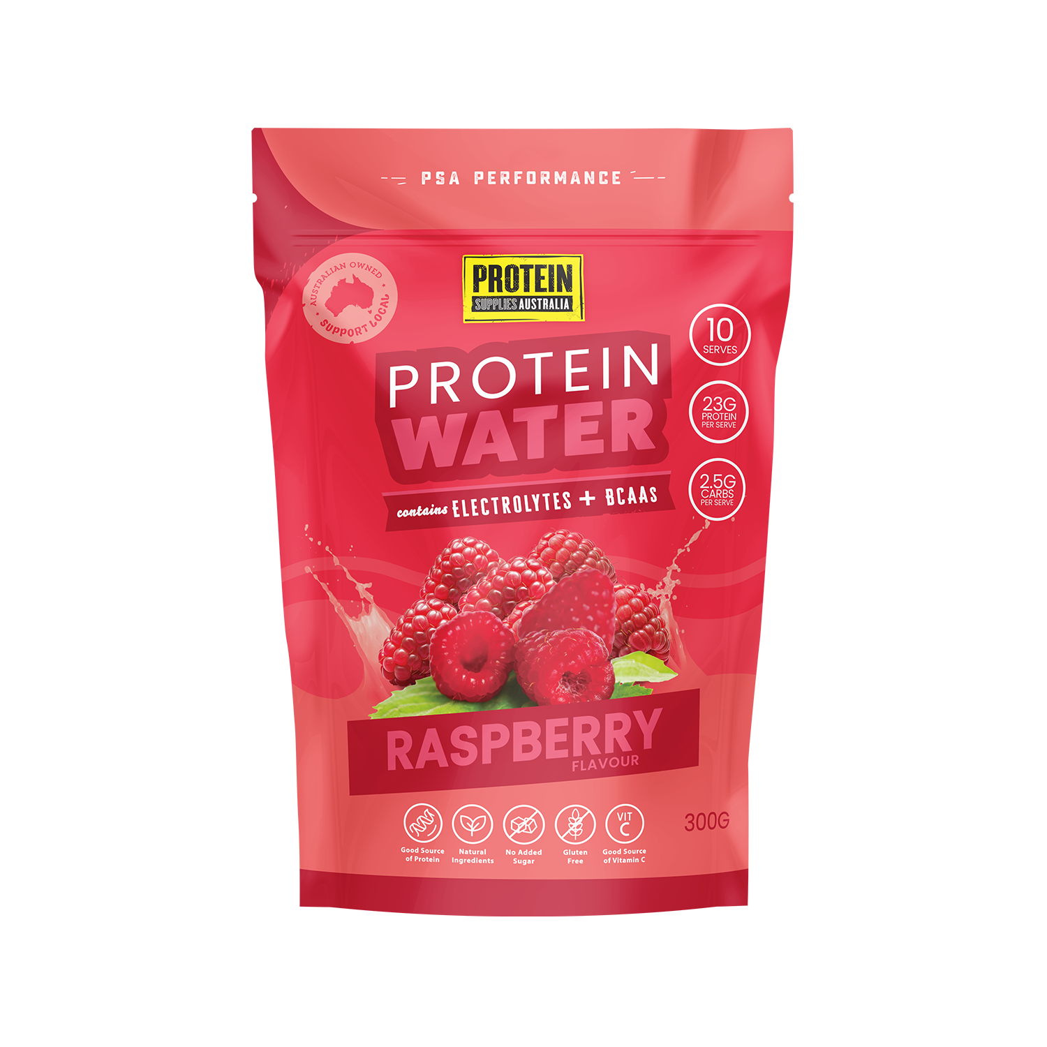 PROTEIN WATER (WPI) - RASPBERRY Aminos Protein Supplies Australia 300g