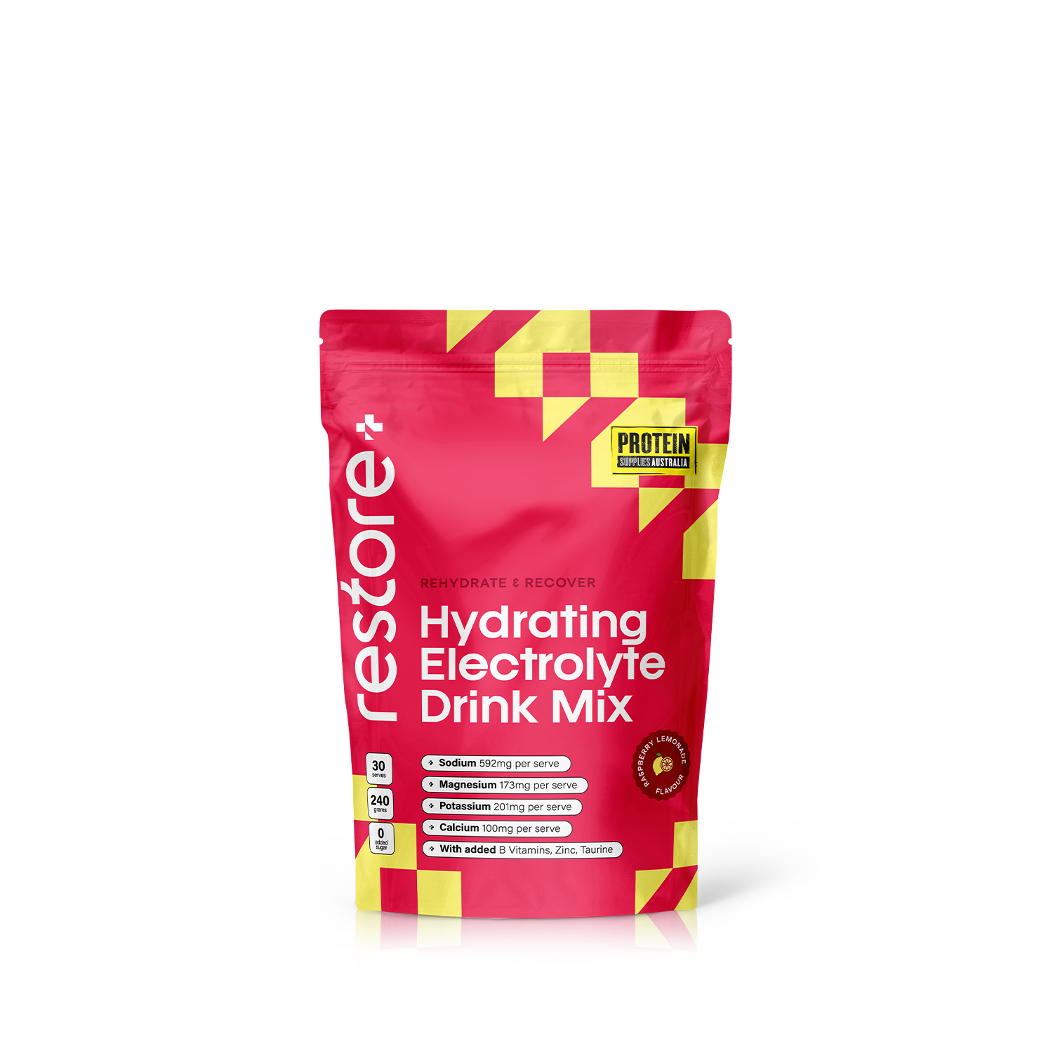 RESTORE HYDRATION - RASPBERRY LEMONADE Sports & Energy Drinks Protein Supplies Australia 240g