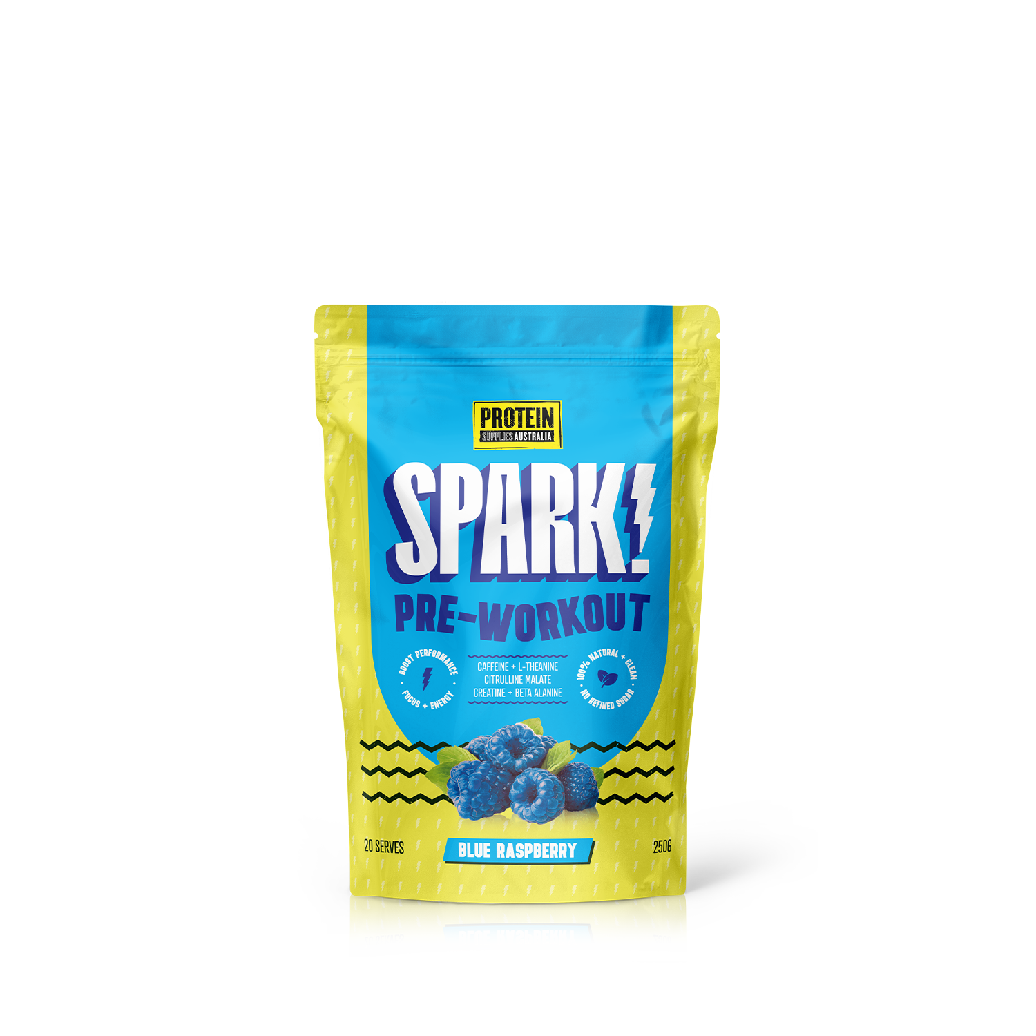SPARK PRE-WORKOUT - BLUE RASPBERRY pre-workout Protein Supplies Australia 250G