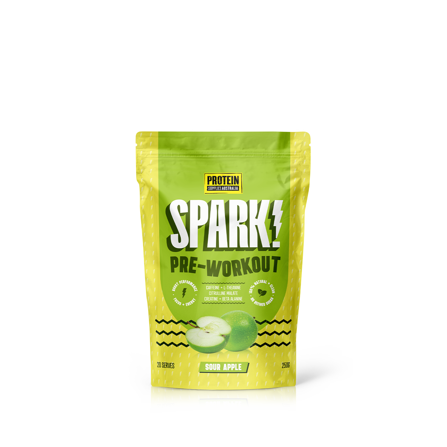 SPARK PRE-WORKOUT - SOUR APPLE pre-workout Protein Supplies Australia 250G