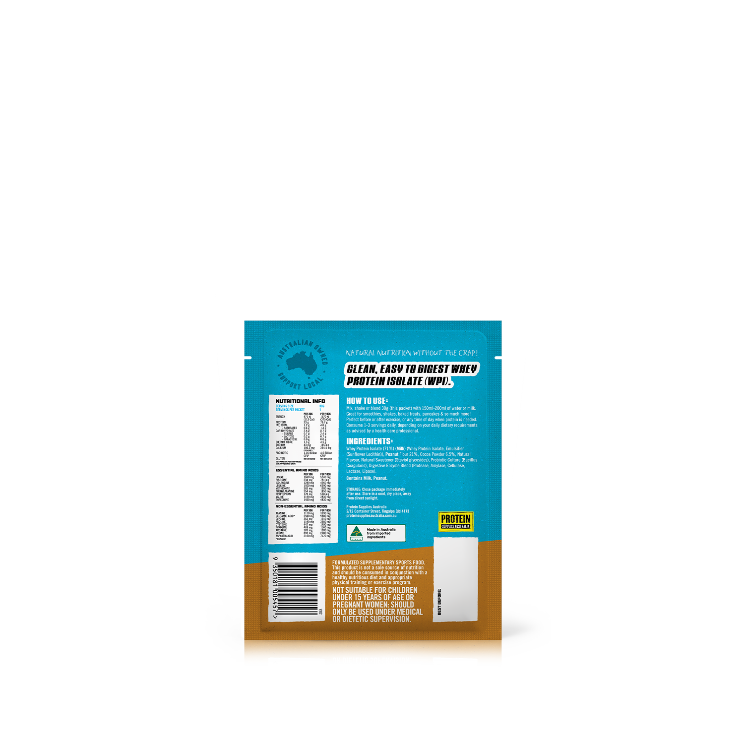 SAMPLE WHEY ISOLATE (WPI) - CHOC PEANUT BUTTER Protein Protein Supplies Australia