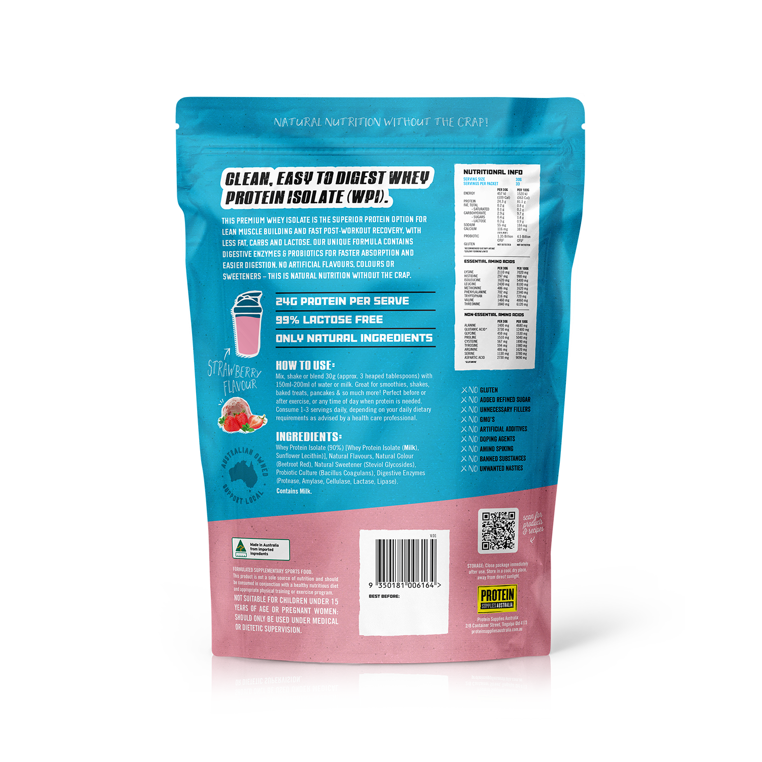 WHEY ISOLATE (WPI) - STRAWBERRY Protein Protein Supplies Australia