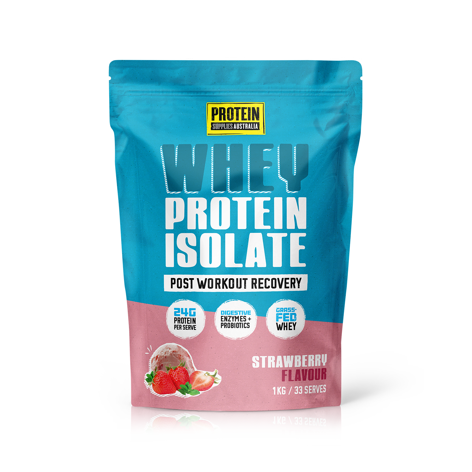 WHEY ISOLATE (WPI) - STRAWBERRY Protein Protein Supplies Australia 1kg