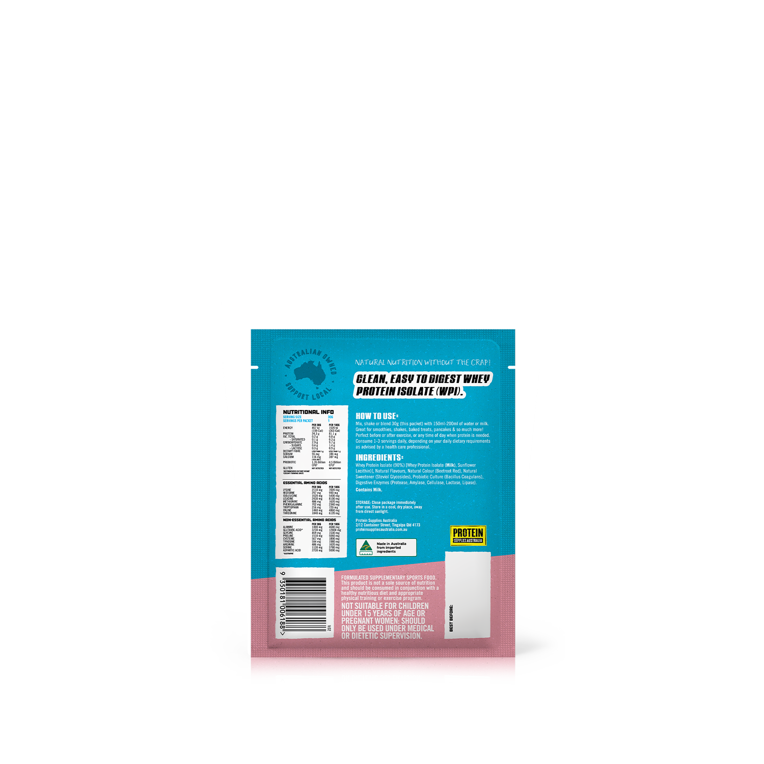 SAMPLE WHEY ISOLATE (WPI) - STRAWBERRY Protein Protein Supplies Australia
