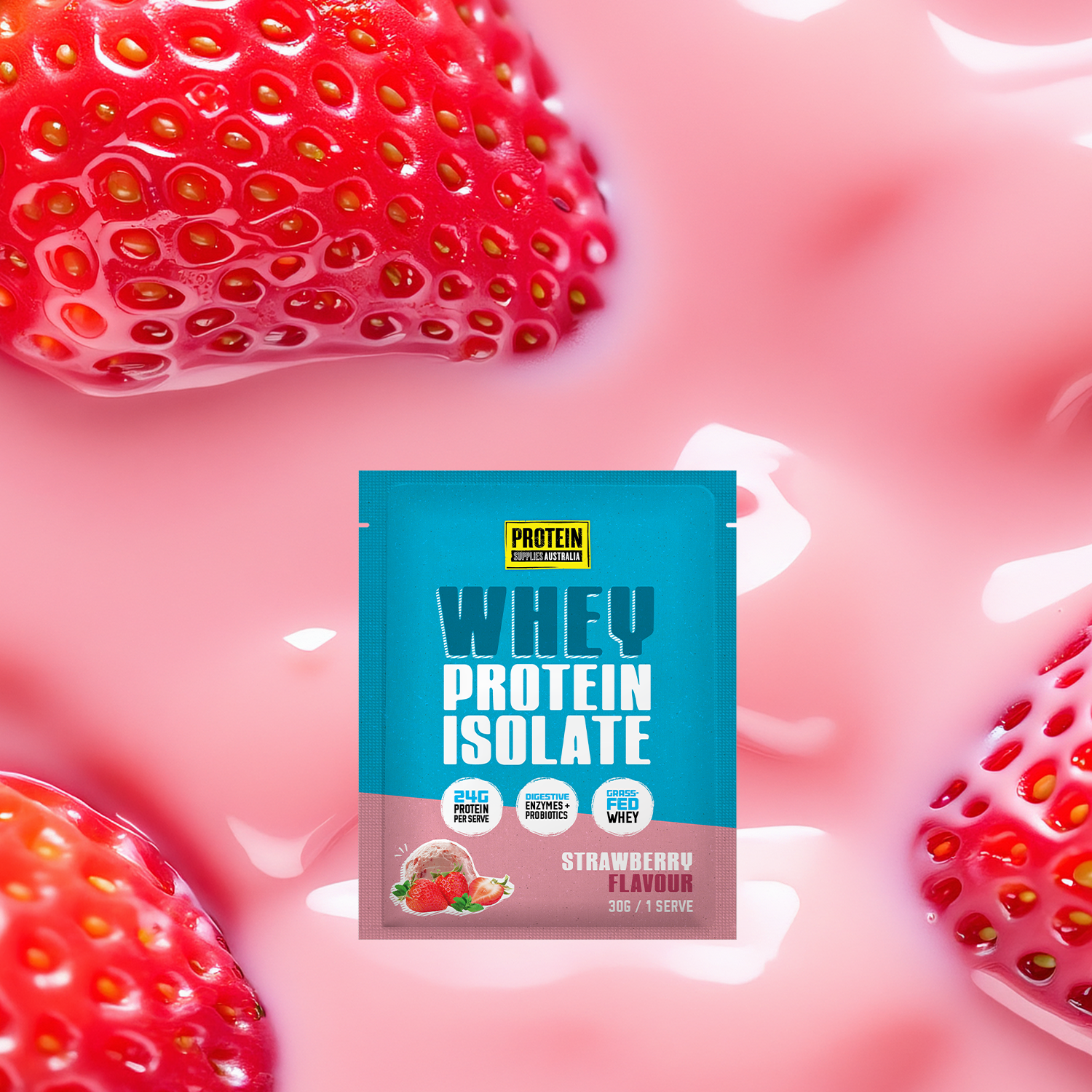 SAMPLE WHEY ISOLATE (WPI) - STRAWBERRY Protein Protein Supplies Australia