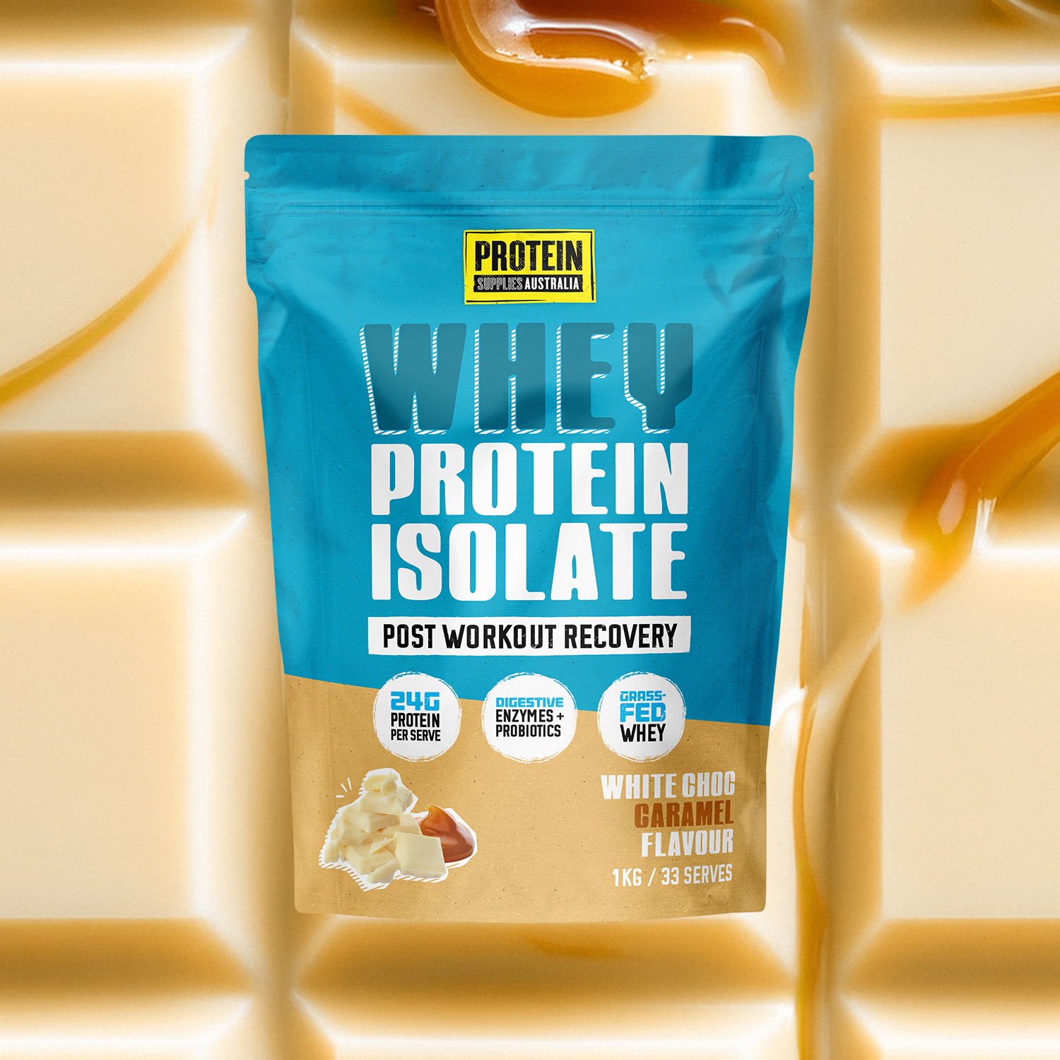 WHEY ISOLATE (WPI) - WHITE CHOC CARAMEL Sports & Energy Drinks Protein Supplies Australia