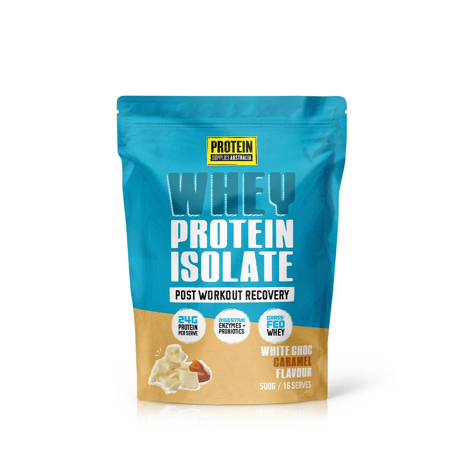 WHEY ISOLATE (WPI) - WHITE CHOC CARAMEL Protein Protein Supplies Australia 500G