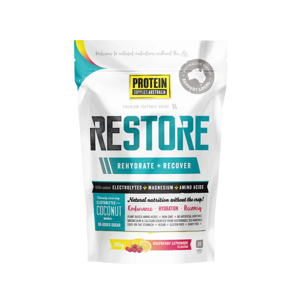 RESTORE HYDRATION - RASPBERRY LEMONADE Aminos Protein Supplies Australia 200g