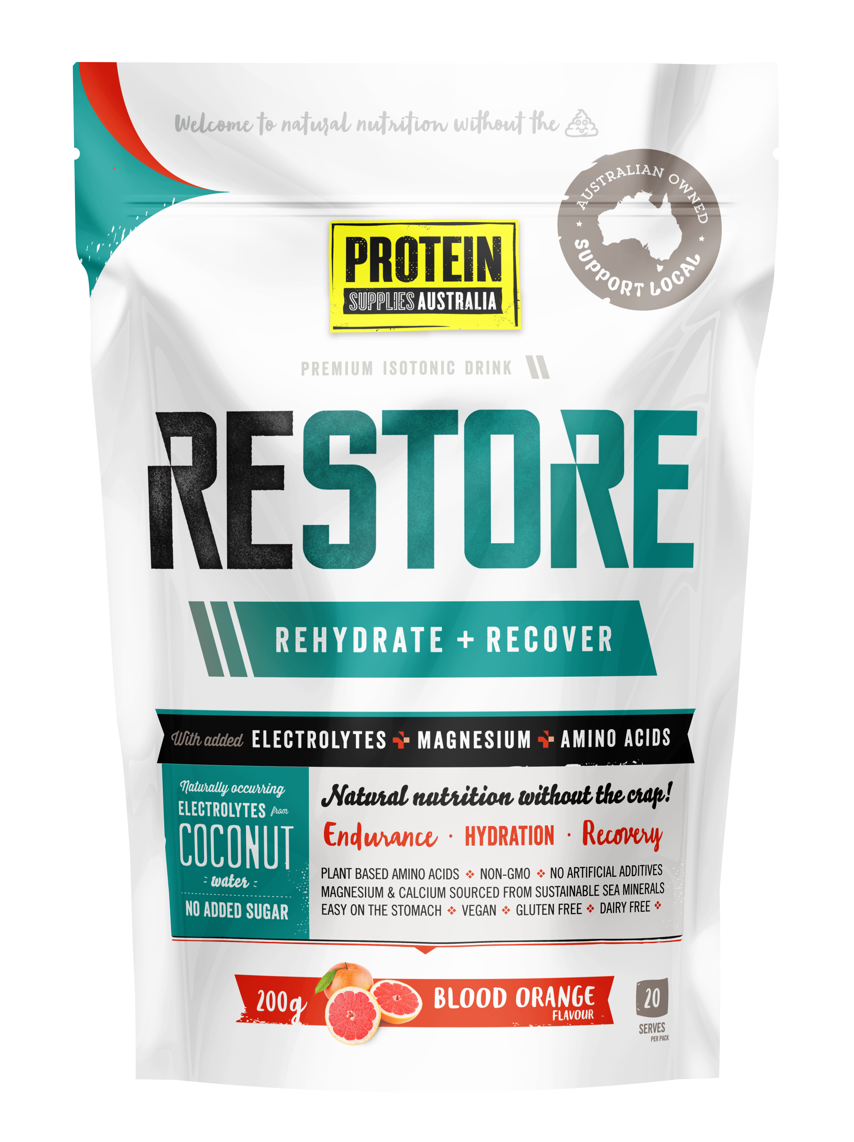RESTORE HYDRATION - BLOOD ORANGE Aminos Protein Supplies Australia
