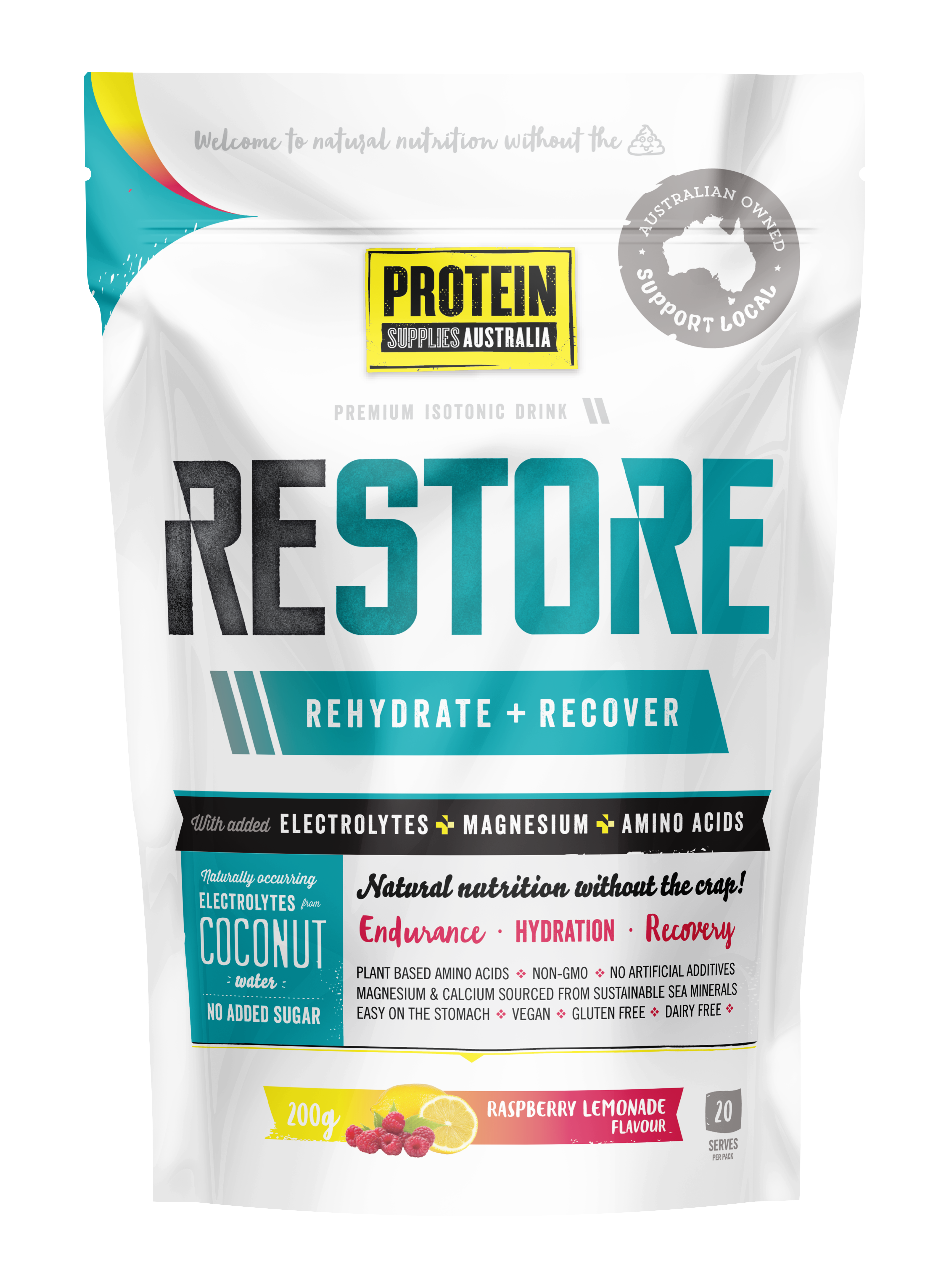 RESTORE HYDRATION - RASPBERRY LEMONADE Aminos Protein Supplies Australia