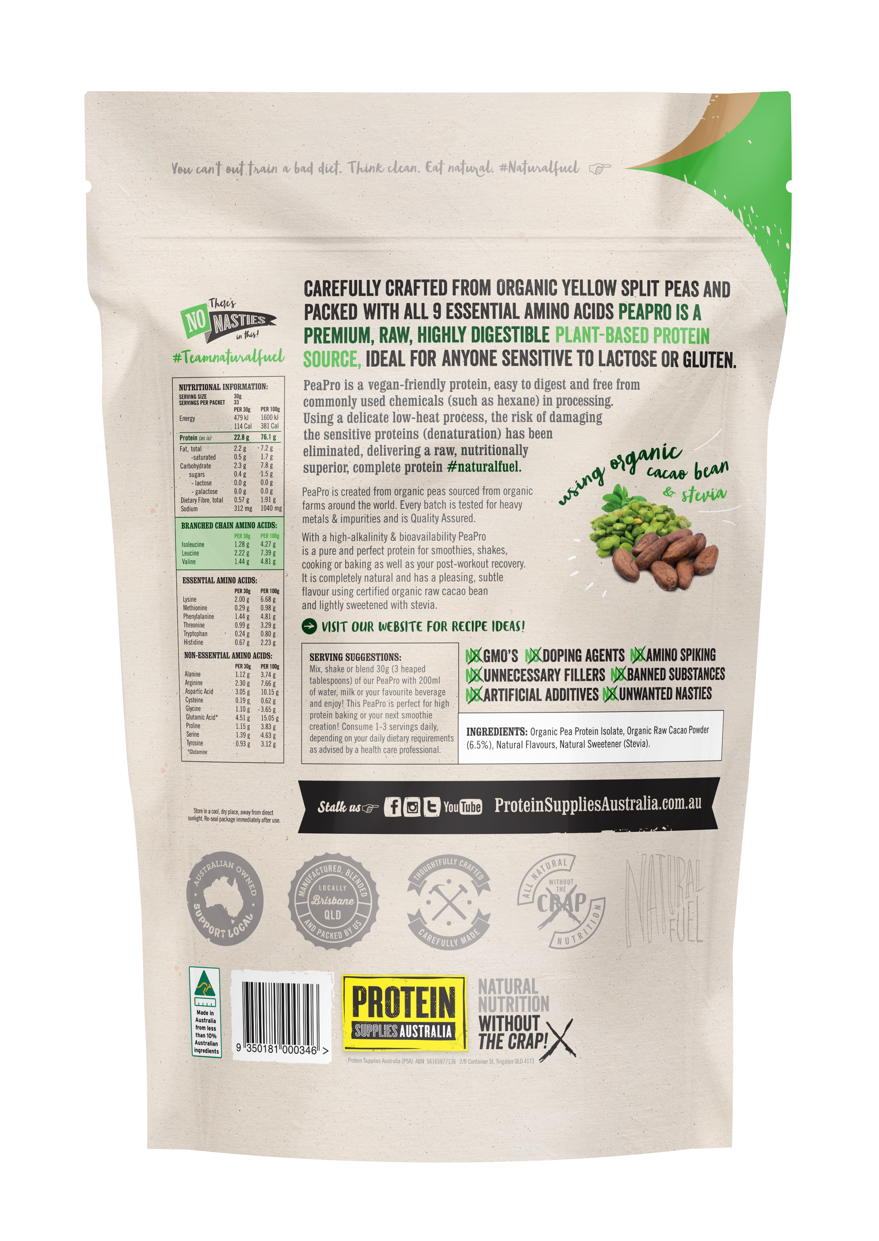 ORGANIC PEA PROTEIN ISOLATE - CHOCOLATE