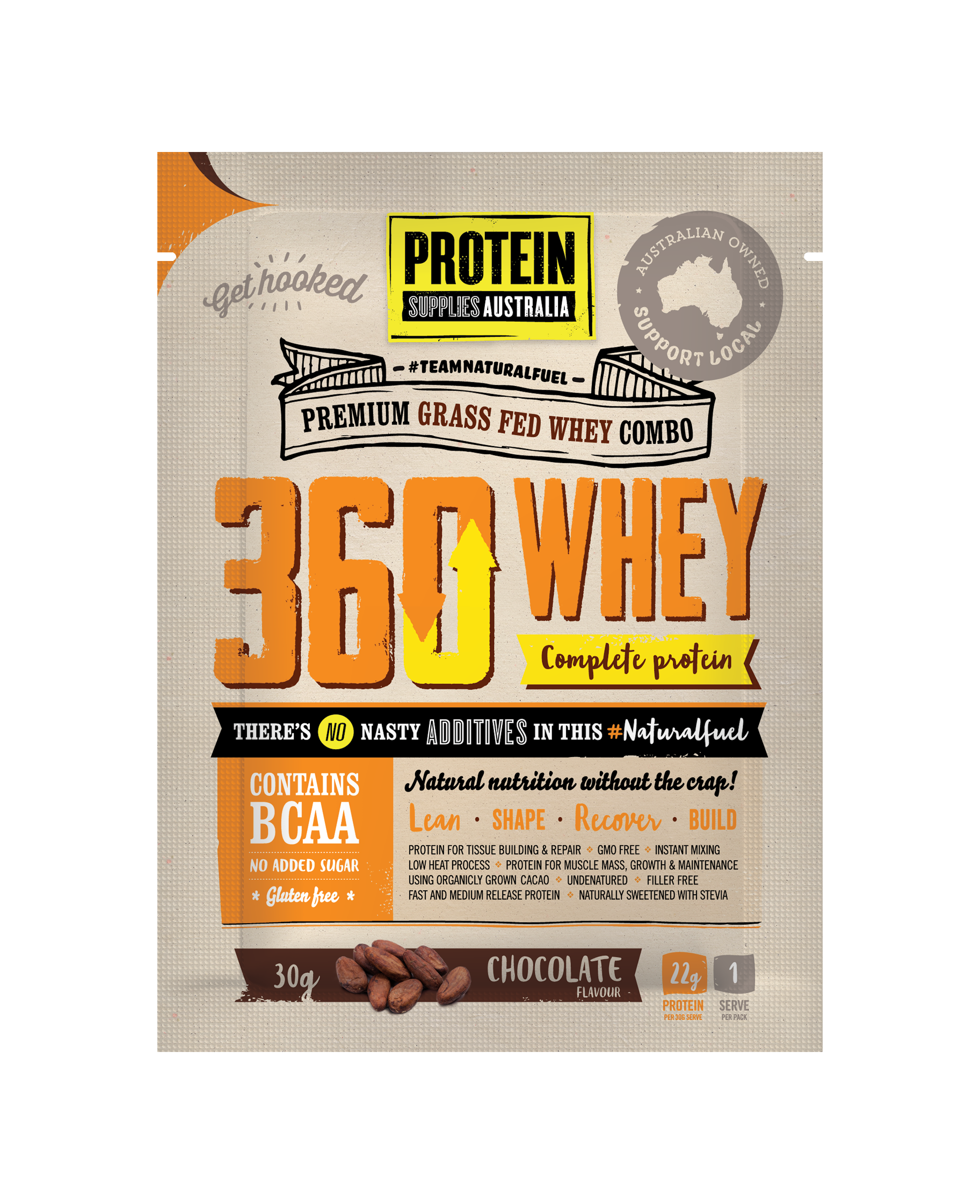 SAMPLE 360 WHEY (WPC + WPI) - CHOCOLATE Sports & Energy Drinks Protein Supplies Australia 30G Single Serve