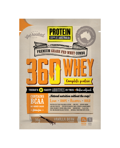 SAMPLE 360 WHEY (WPC + WPI) - VANILLA Sports & Energy Drinks Protein Supplies Australia 30G Single Serve