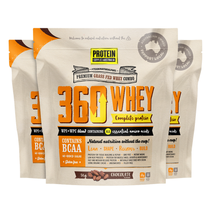 360 WHEY (WPC + WPI) - CHOCOLATE Sports & Energy Drinks Protein Supplies Australia 3 x 1KG