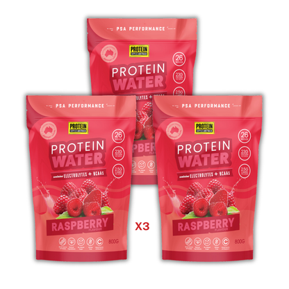 PROTEIN WATER (WPI) - RASPBERRY Aminos Protein Supplies Australia 3 x 800g Multi Buy Deal (-20% off)