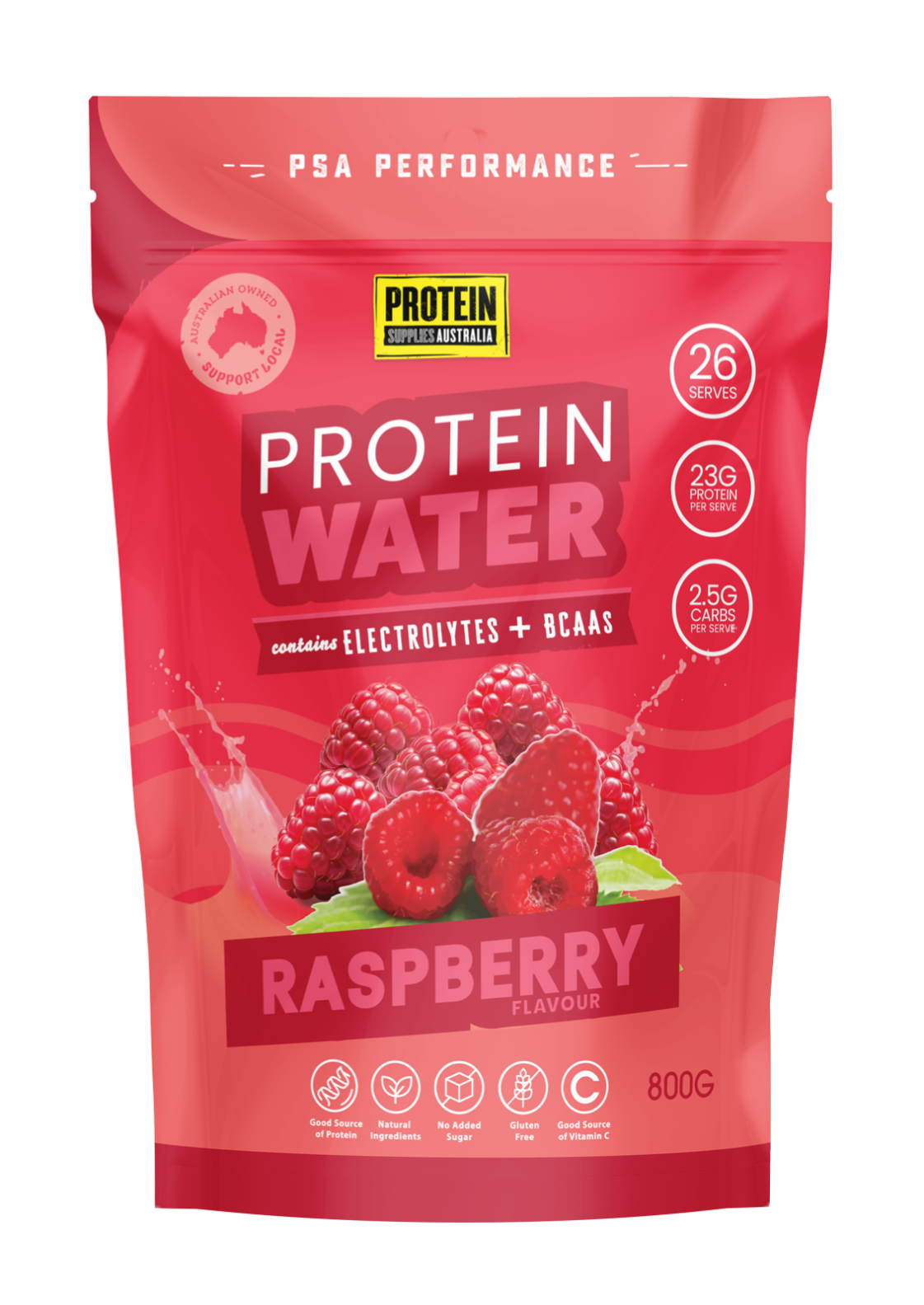 PROTEIN WATER (WPI) - RASPBERRY Aminos Protein Supplies Australia 800g