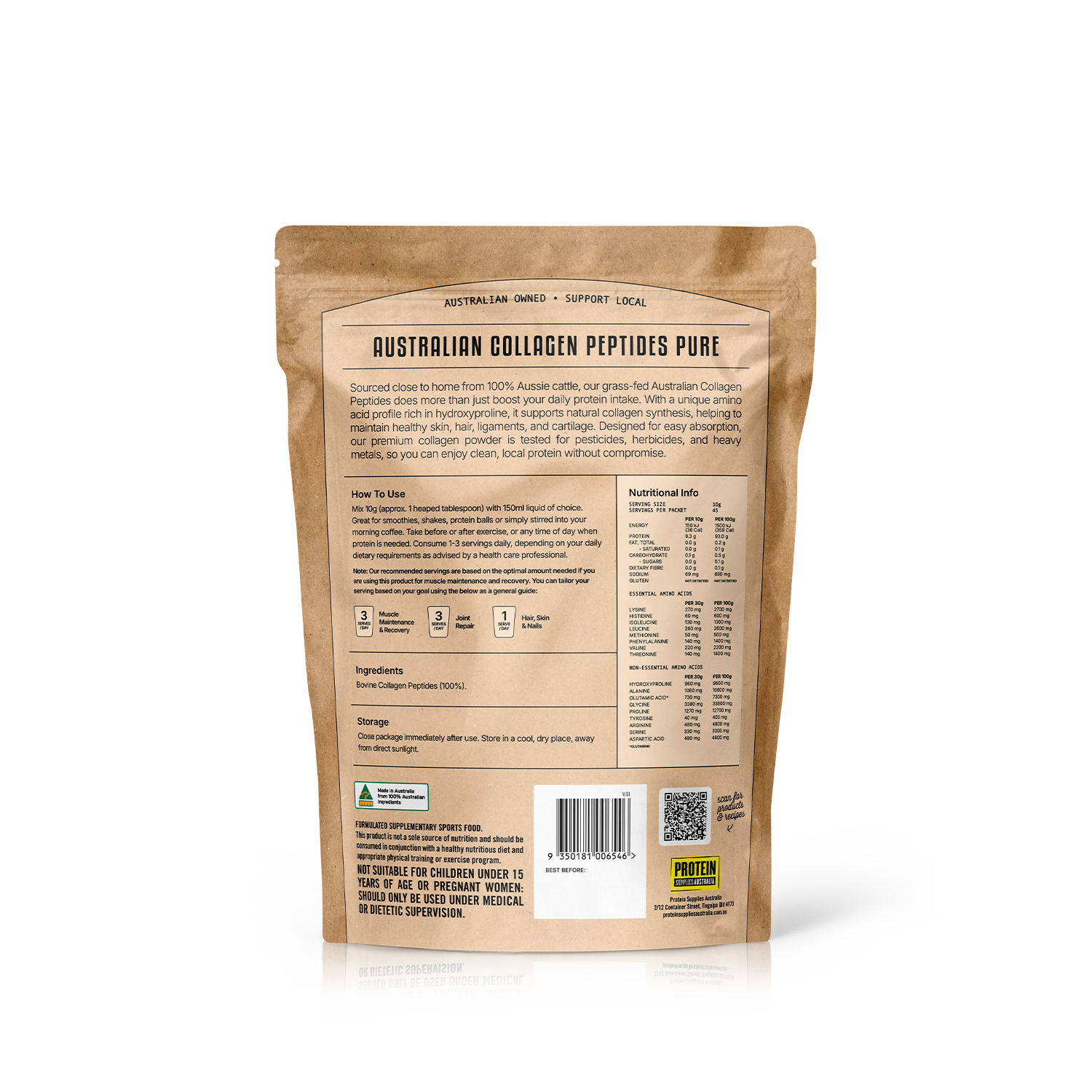 AUSTRALIAN COLLAGEN - UNFLAVOURED Sports & Energy Drinks Protein Supplies Australia