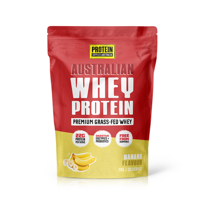 AUSTRALIAN WHEY PROTEIN - BANANA Protein Supplies Australia 1kg